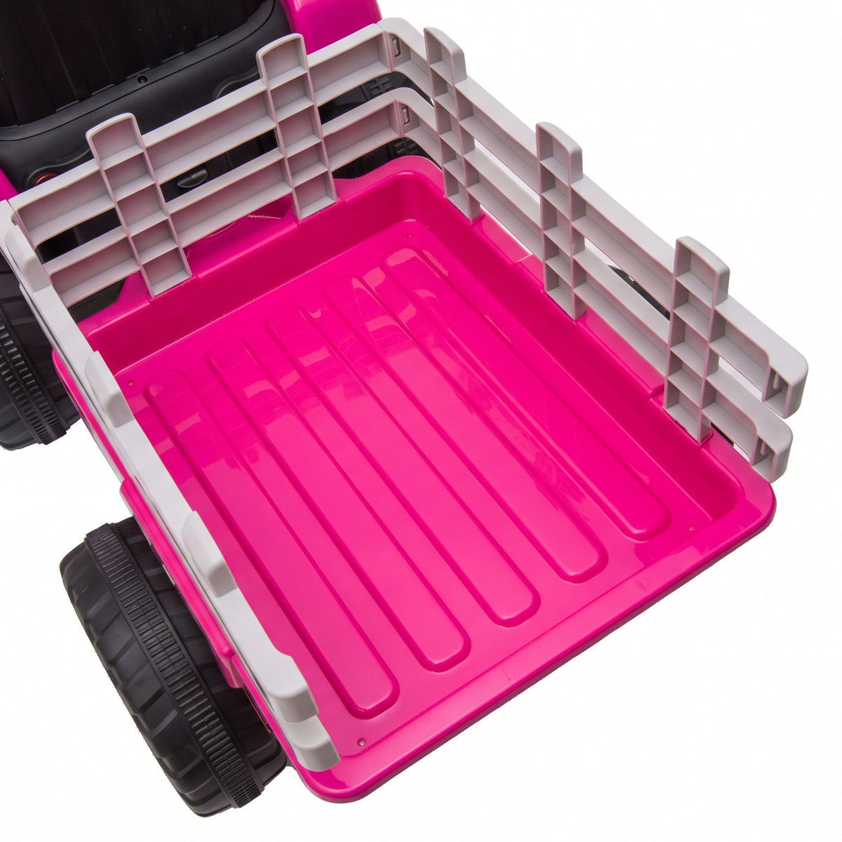 HOMCOM 12V Kids Ride on Tractor with Detachable Trailer, Remote, Soft Start, Seat Belt, Music, USB, Horn, Lights for 3-6, Pink