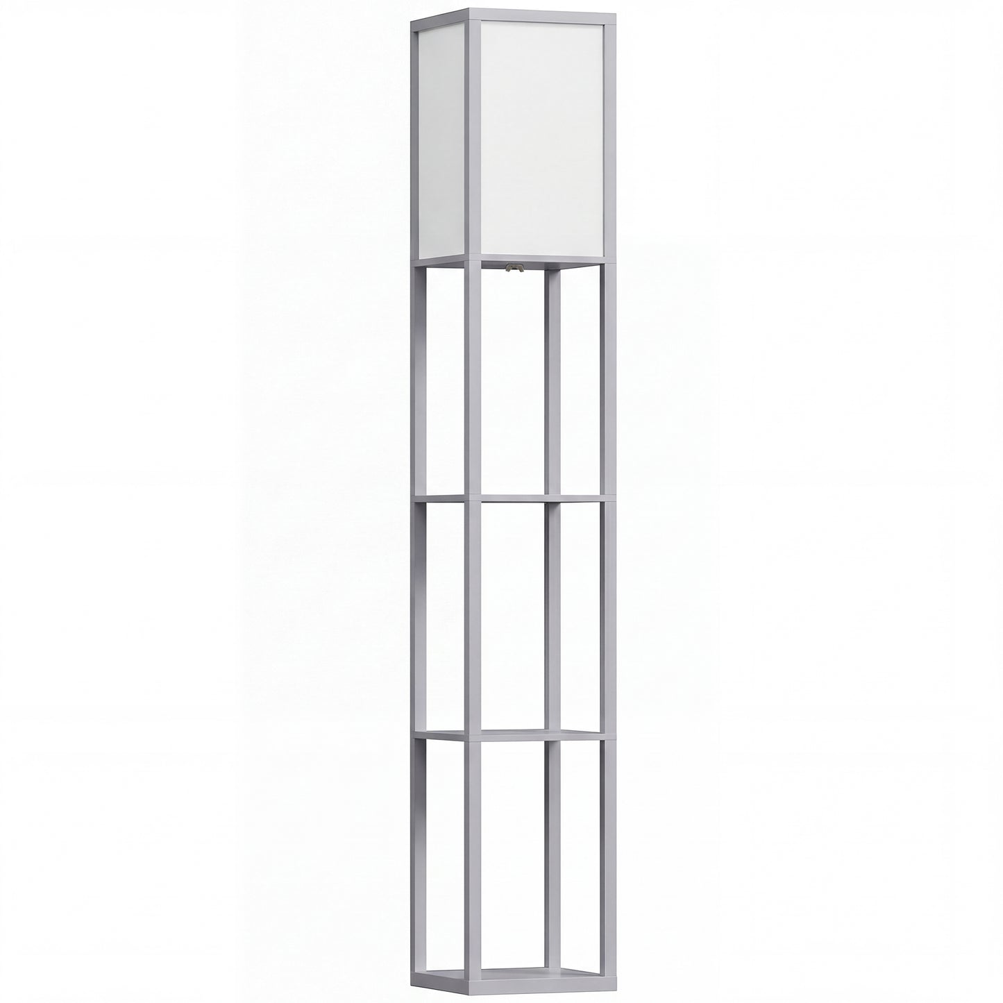 HOMCOM 3-Tier Floor Lamp with Shelves and Storage, Modern Corner Standing Lamp with Lampshade, Reading Light with Foot Switch for Living Room, Bedroom, Home Office, Bulb not Included, Grey