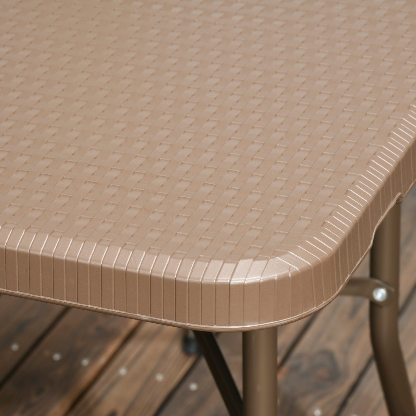 Outsunny 6 Seater Garden Dining Set, Rattan-Style HDPE Garden Furniture Set, Outdoor Dining Table and Chairs with 6 Armchairs and Rectangular Plastic Top Table for Patio, Balcony, Dark Brown