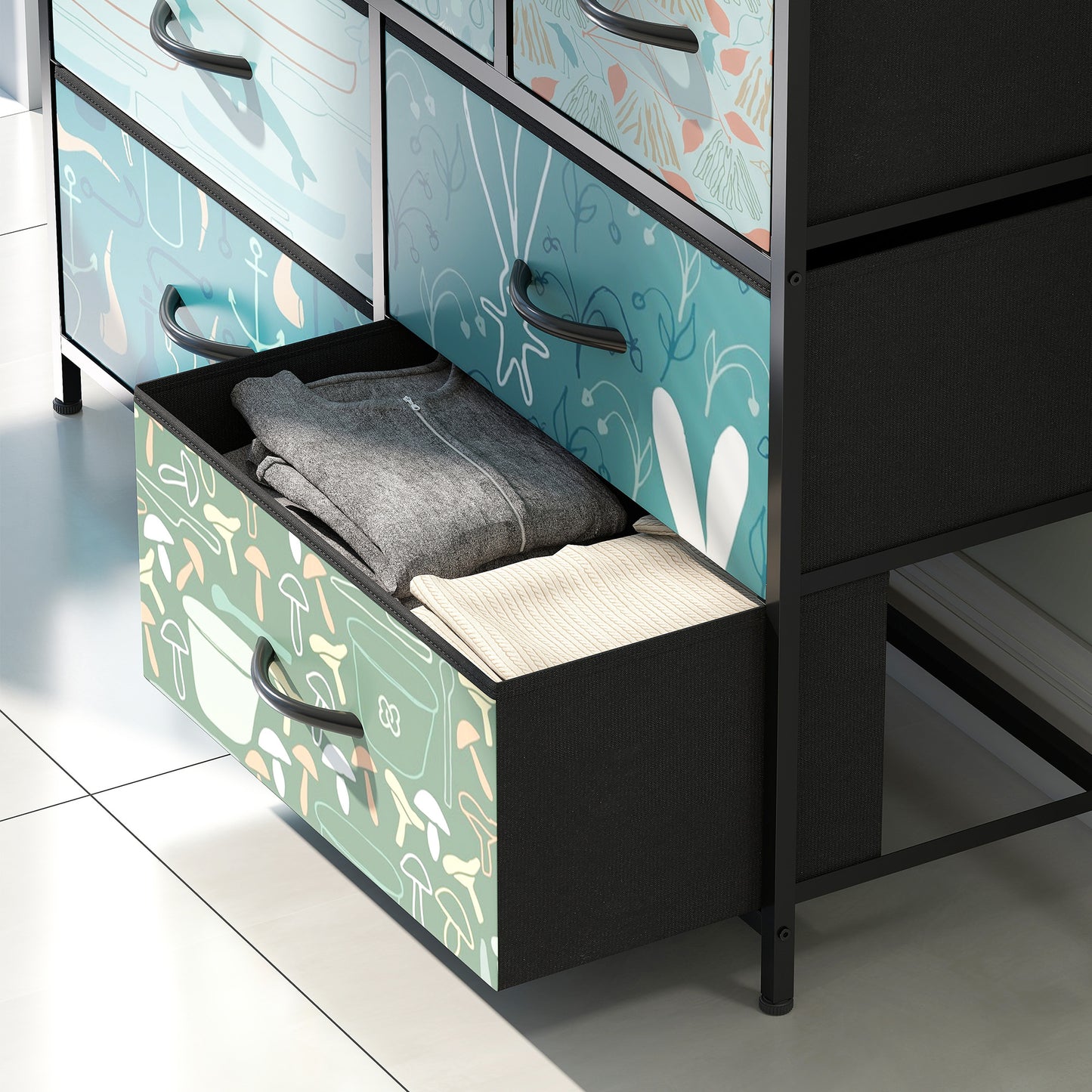 HOMCOM 7-Drawer Chest of Drawers - Blue