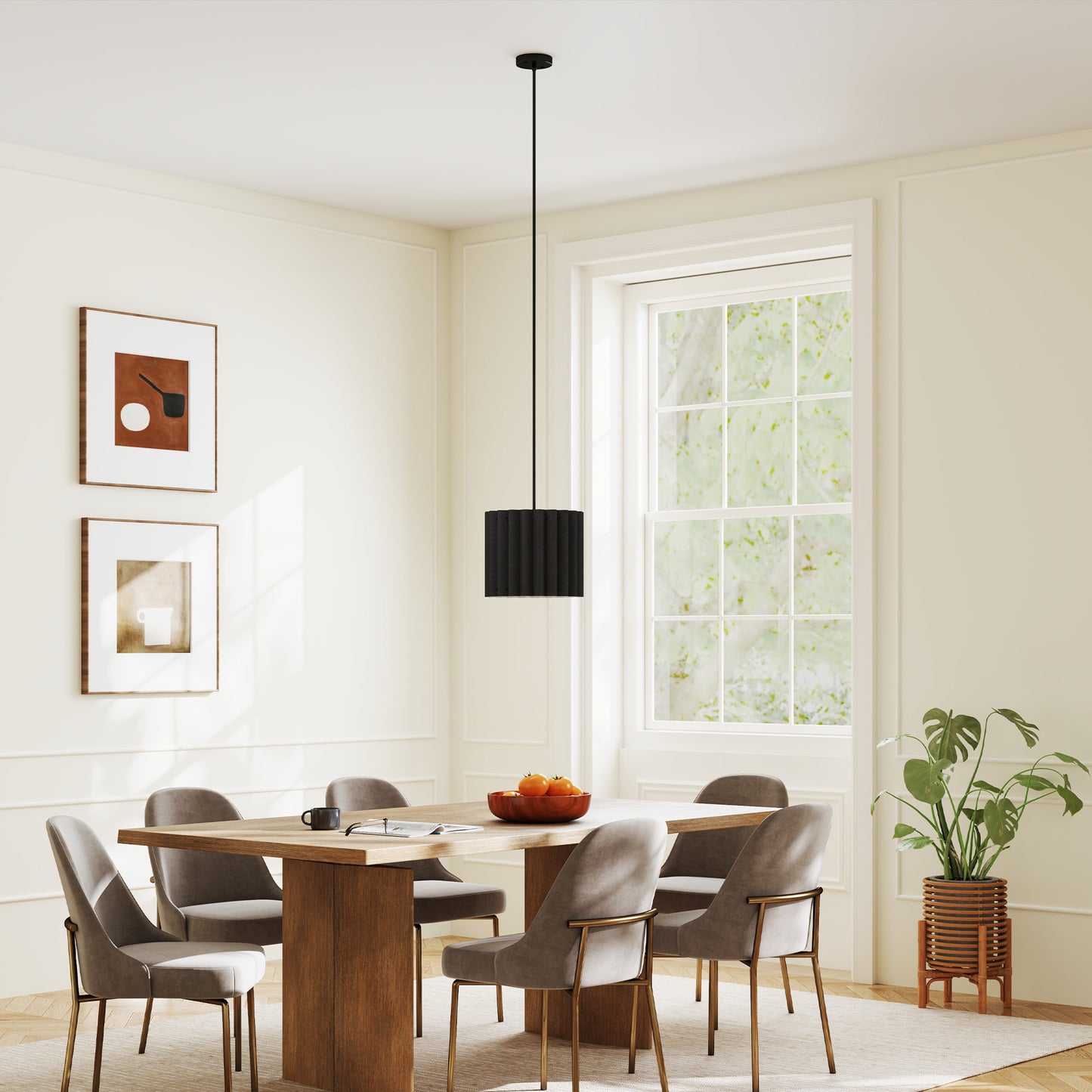 HOMCOM Linen Pendant Light, Bedside Ceiling Lamps with E27 Bulb, Modern Hanging Lights for Living Room, Bedroom, Kitchen, Hallway, Black