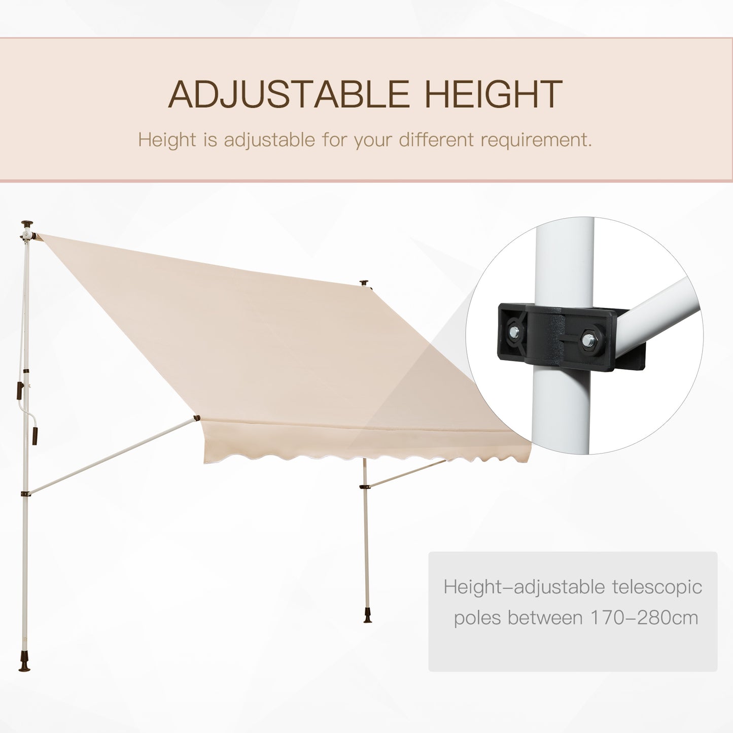 Outsunny 3x1.5m  Adjustable Outdoor Aluminium Frame Awning Beige