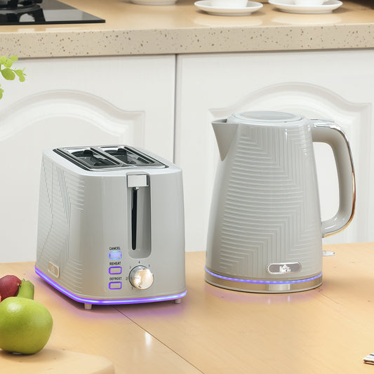 HOMCOM Modern Kettle and Toaster Set - Grey