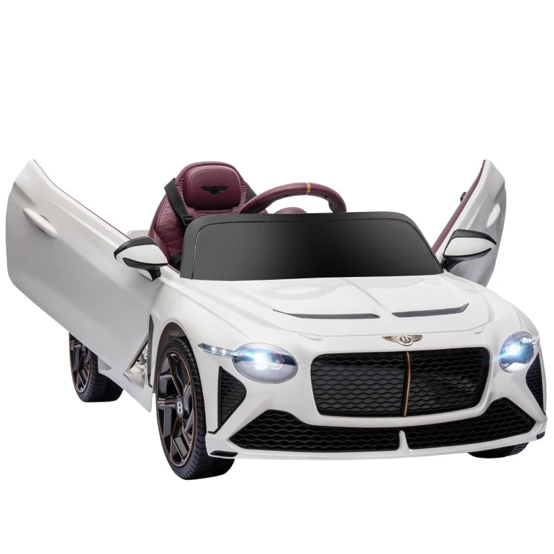 Bentley Bacalar Licensed 12V Kids Electric Car, with Remote Control, Horn, Lights, Music, Suspension Wheels, White