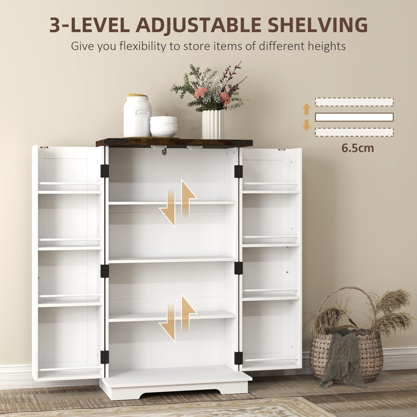 HOMCOM Multi-Storage Farmhouse Style Cabinet - White