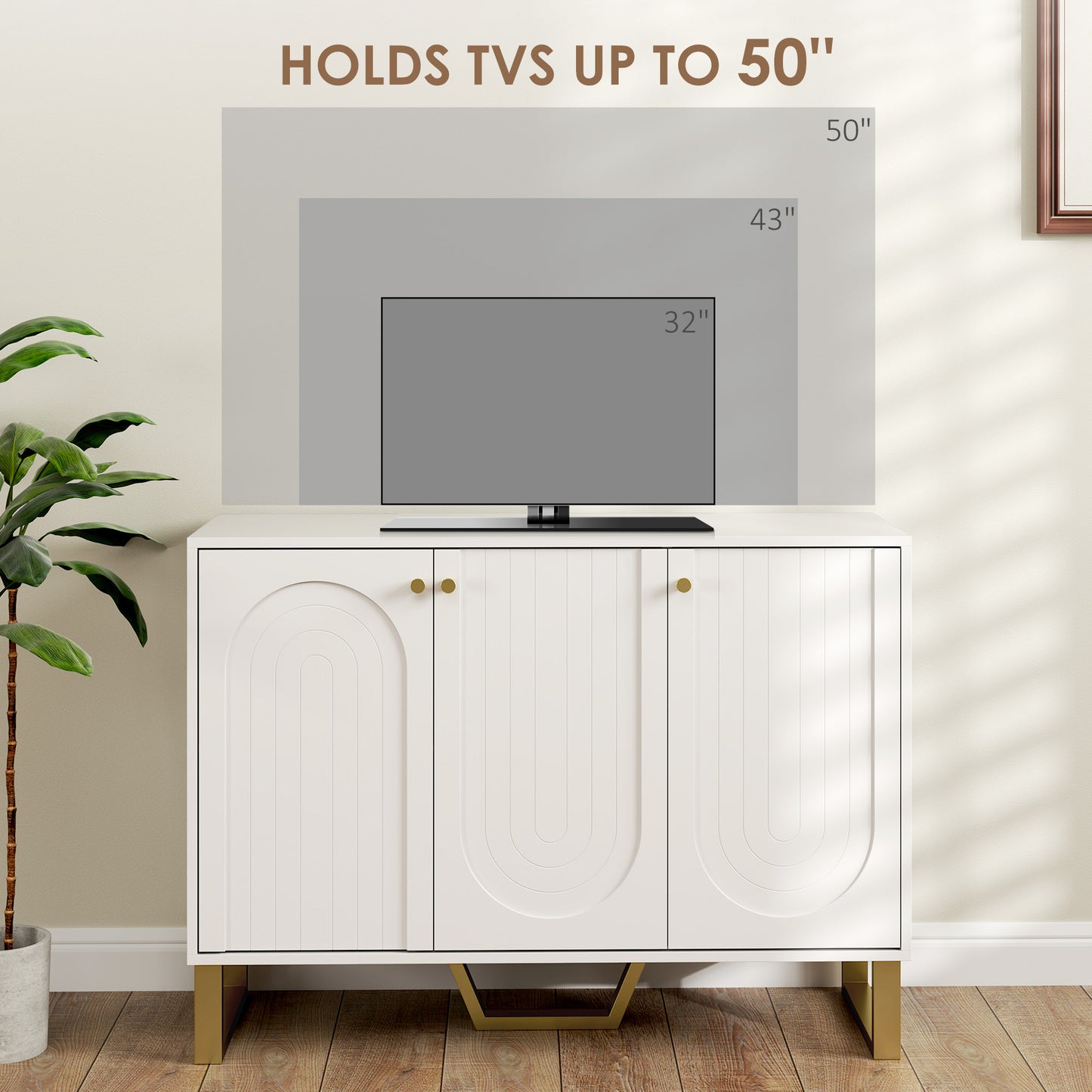 HOMCOM 3-Door Sideboard Storage Cabinet - White