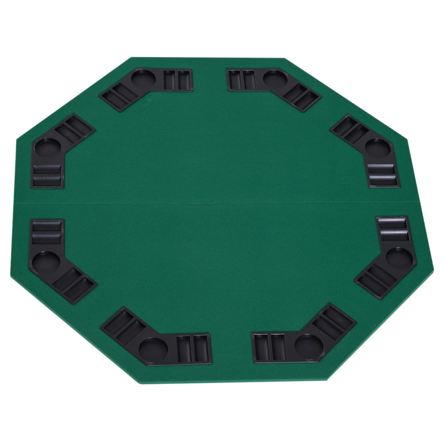 HOMCOM 1.2m/48 Inches Foldable Poker Table Top 8 Players Blackjack Tables Chip Trays - LiamsBargains.co.uk