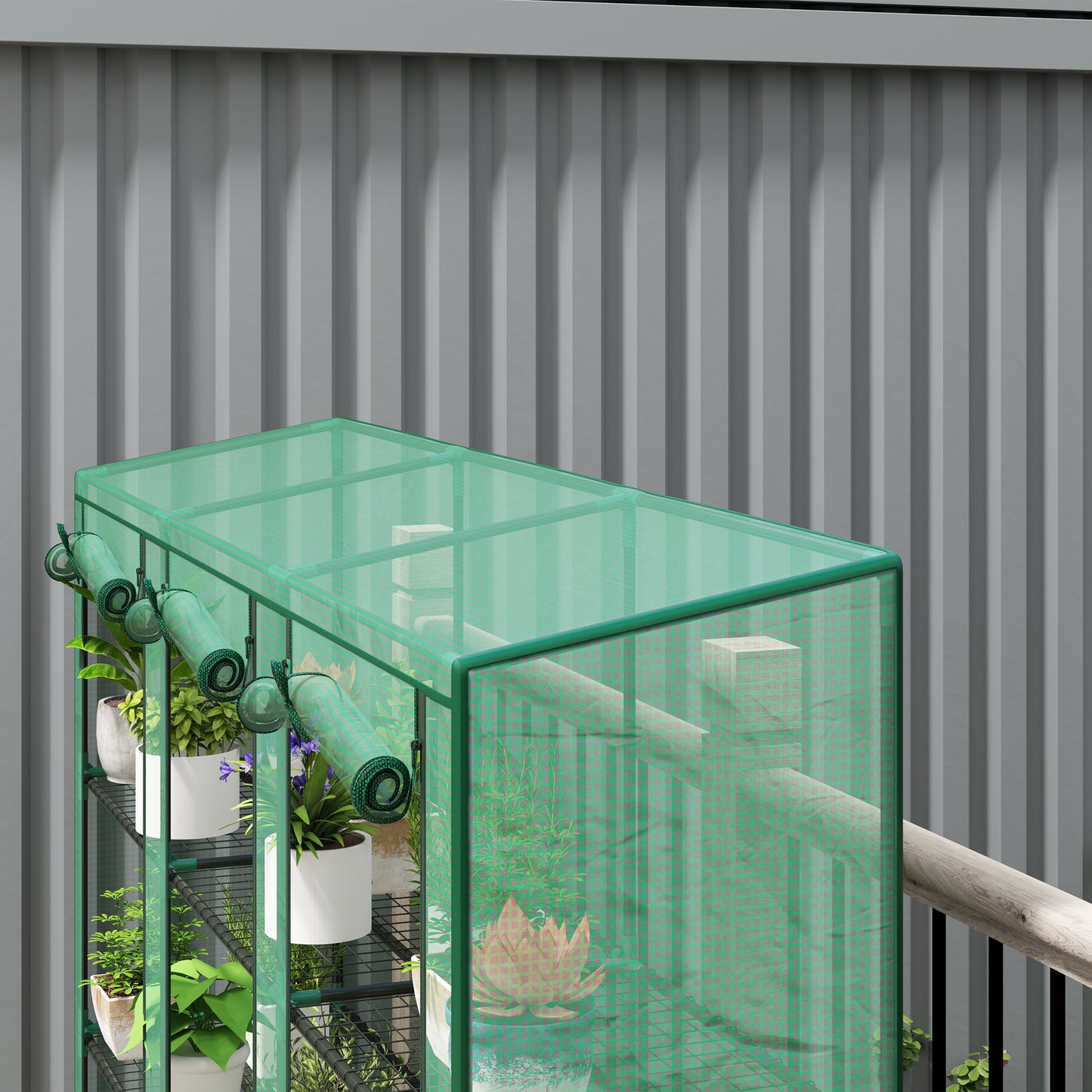 Outsunny 46 x 215cm Nine-Shelf Greenhouse - Green