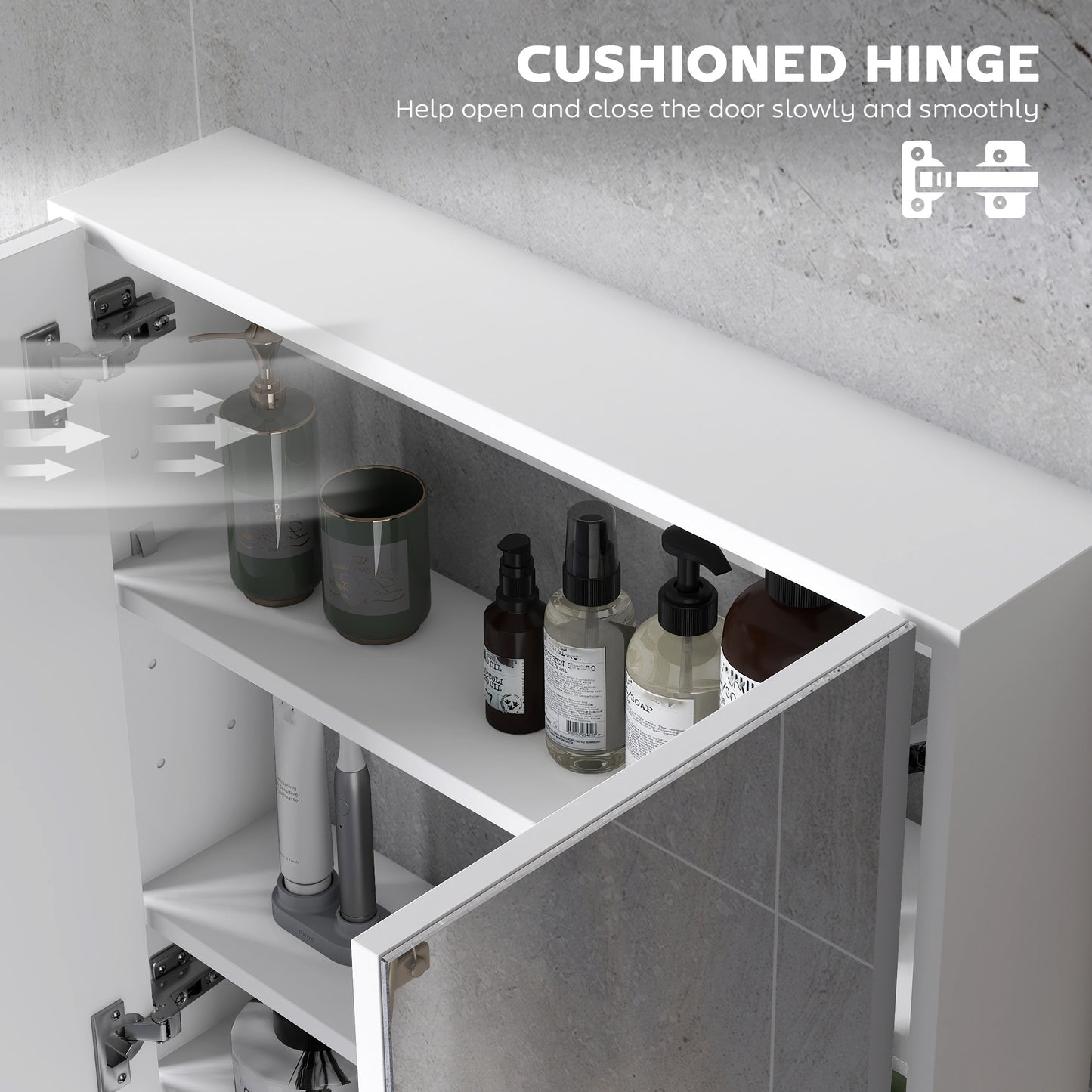 HOMCOM 60 x 15 cm Double Door Bathroom Mirror Cabinet - White