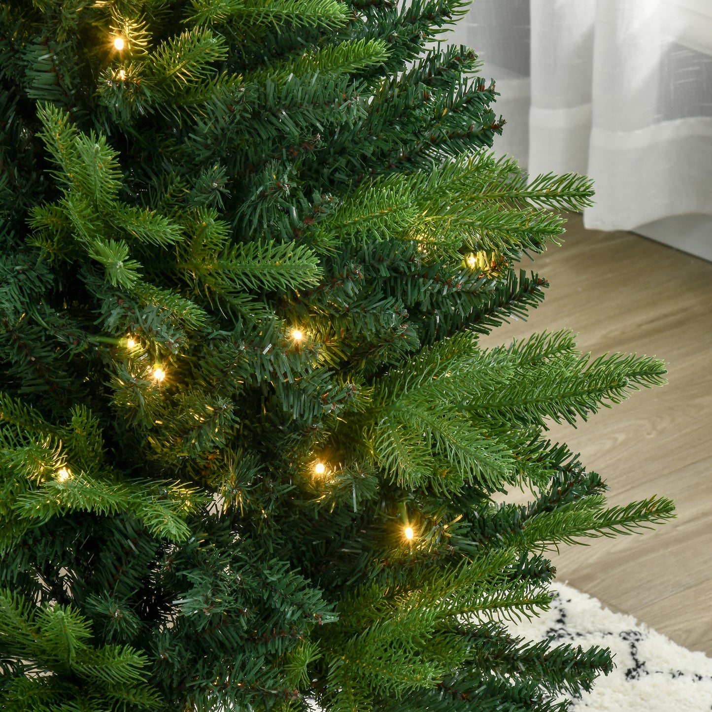 HOMCOM 1.2m 4ft Christmas Tree Entrance Decor 750 Tips Xmas Pre-lit Tree 80 LED with Vase Base