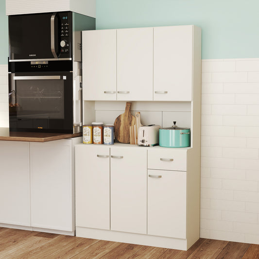 HOMCOM Freestanding Kitchen Pantry Storage Cabinet - White