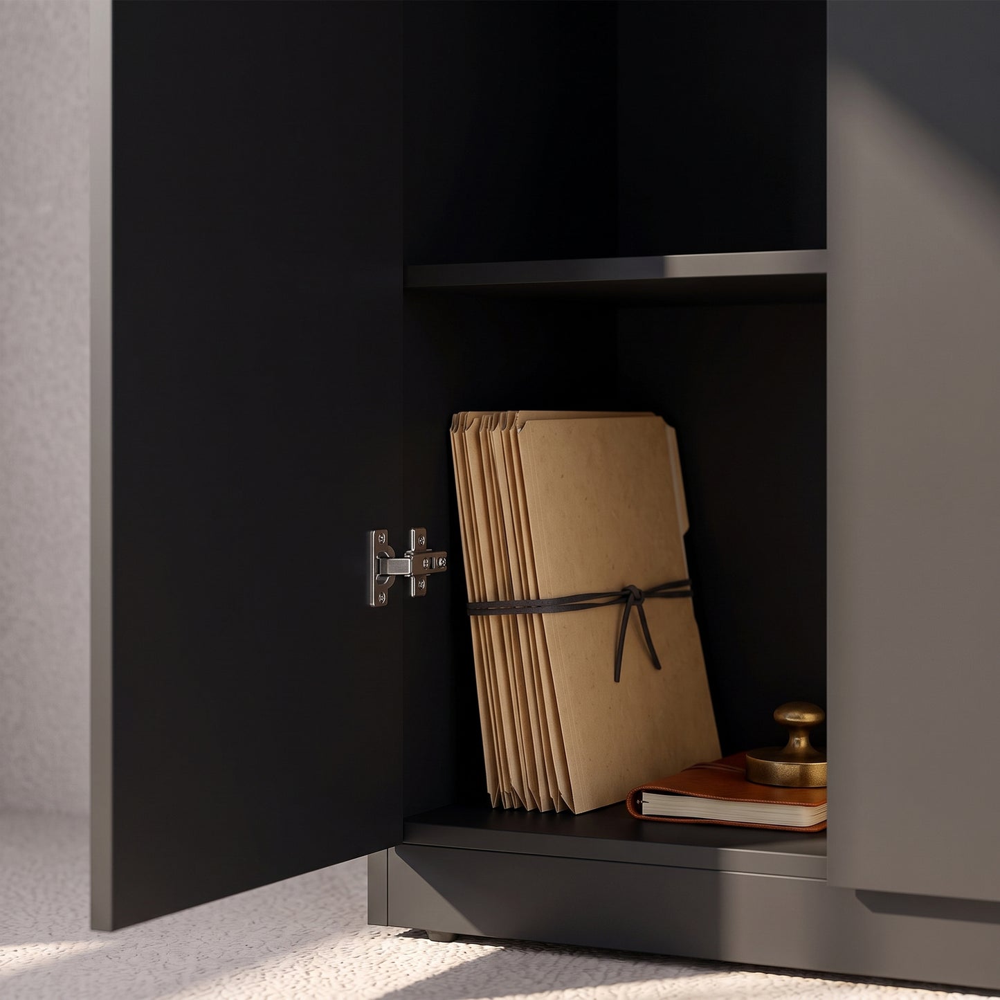 HOMCOM 120 cm Tall Storage Cabinet Cupboard, 3-Tier File Organiser Wooden Filing Cabinet, Black