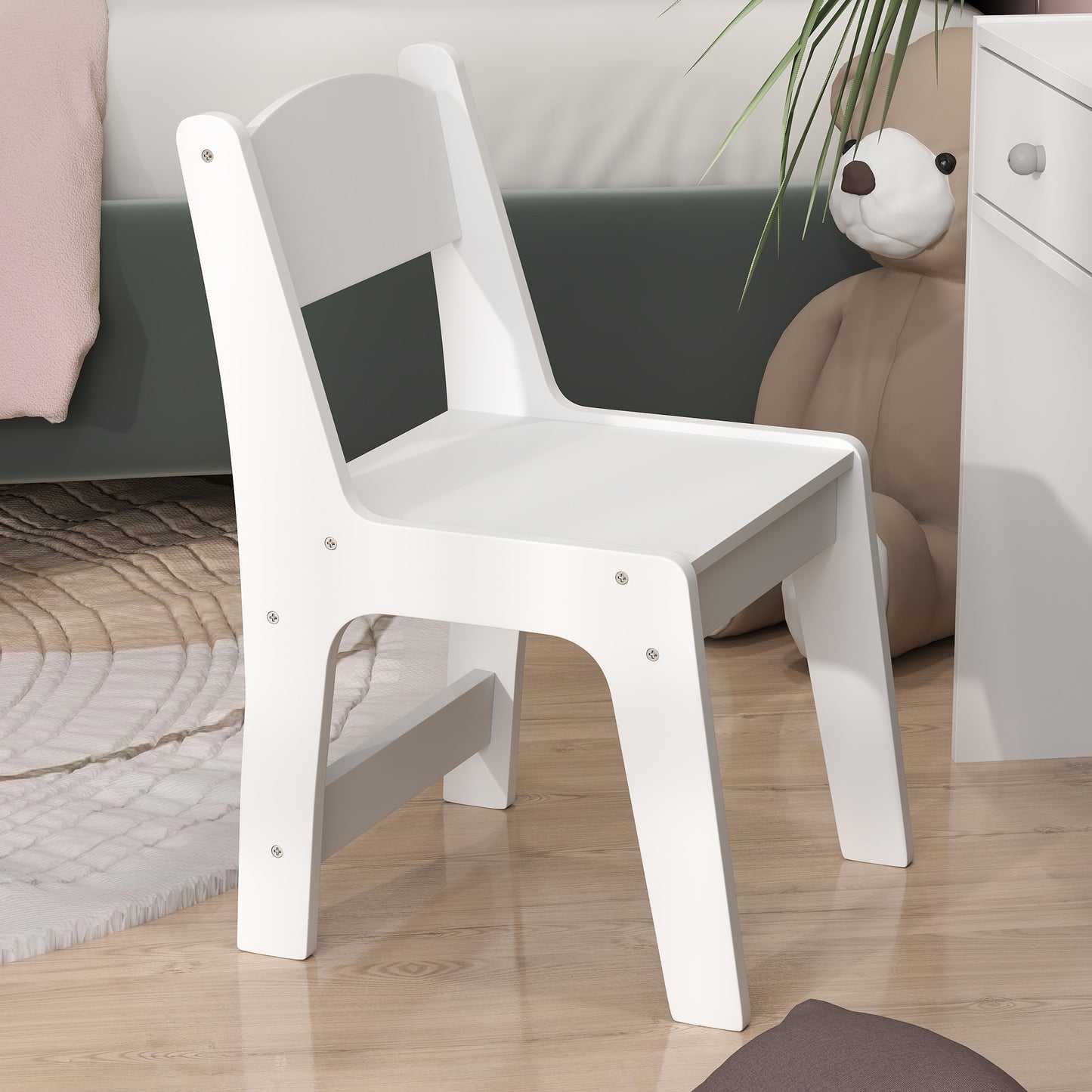 AIYAPLAY Kids Dressing Table Set Kids Make up Table with Stool and Mirror, Storage Drawers, Gift for Aged 3-8