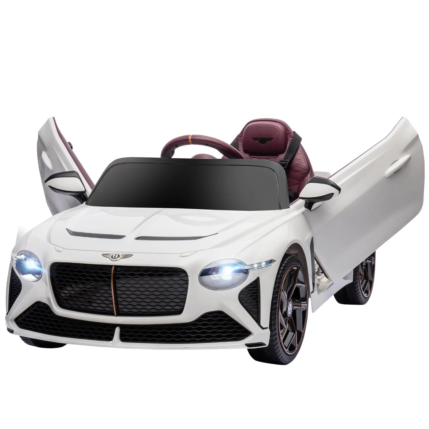 Bentley Bacalar Licensed 12V Kids Electric Car, with Remote Control, Horn, Lights, Music, Suspension Wheels, White