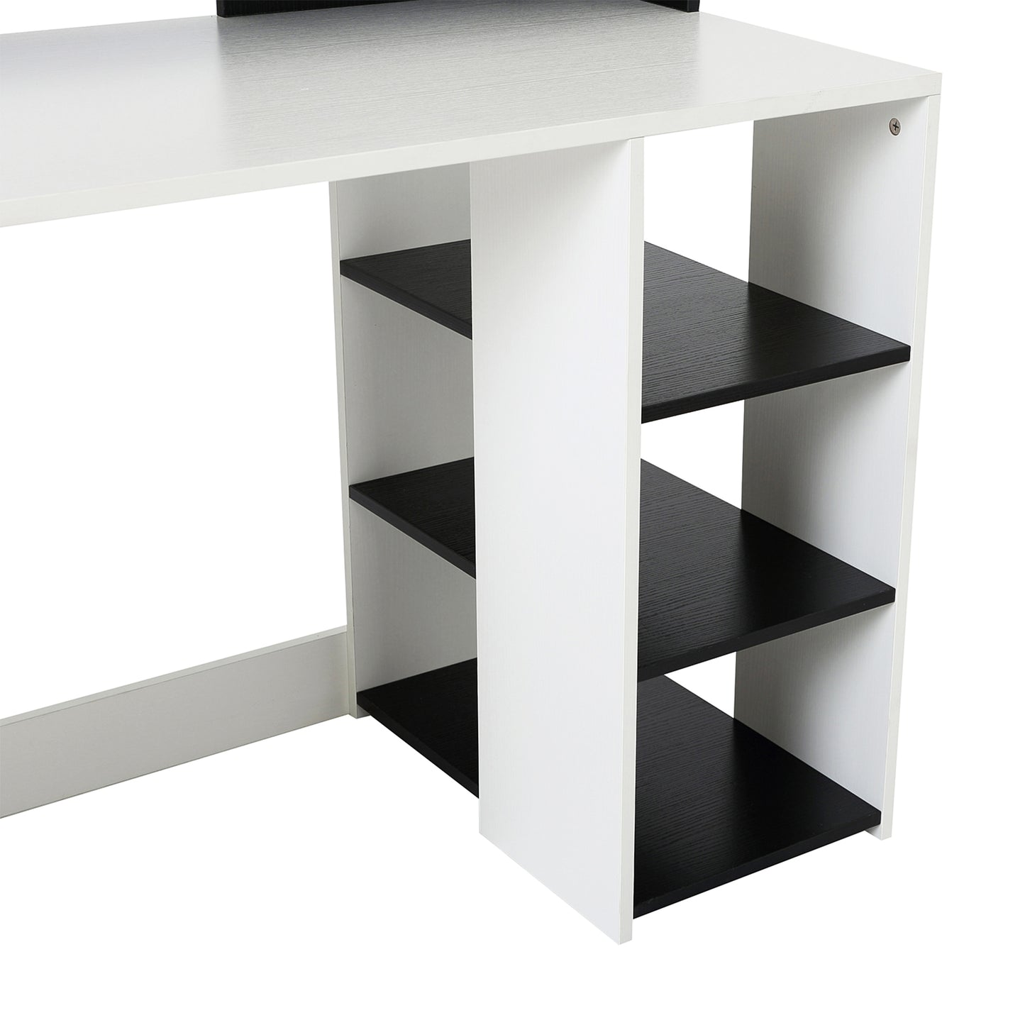 HOMCOM Computer Desk with Drawers and Storage Shelves, Office Desk Writing Table with Printer Stand, Large Workstation for Study Play Work Home Office, 137 x 55 x 92cm, Black and White