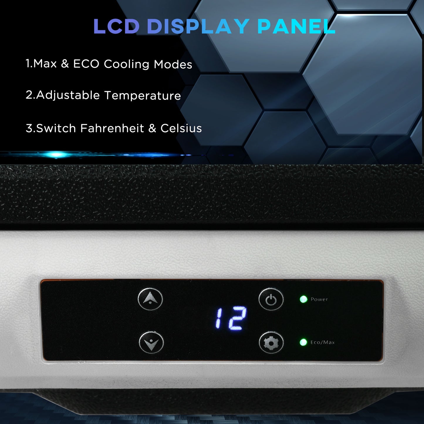 Outsunny 50L Car Refrigerator, Portable Compressor Car Fridge Freezer, Electric Cooler Box with 12/24V DC and 110-240V AC for Camping, Driving, Picnic, Down to -20℃