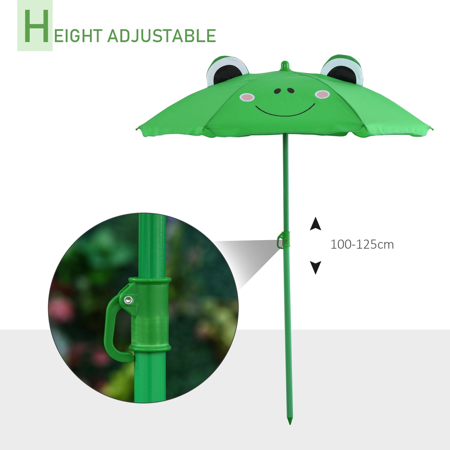 Outsunny Kids Folding Picnic Table Chair Set w/ Parasol, Green