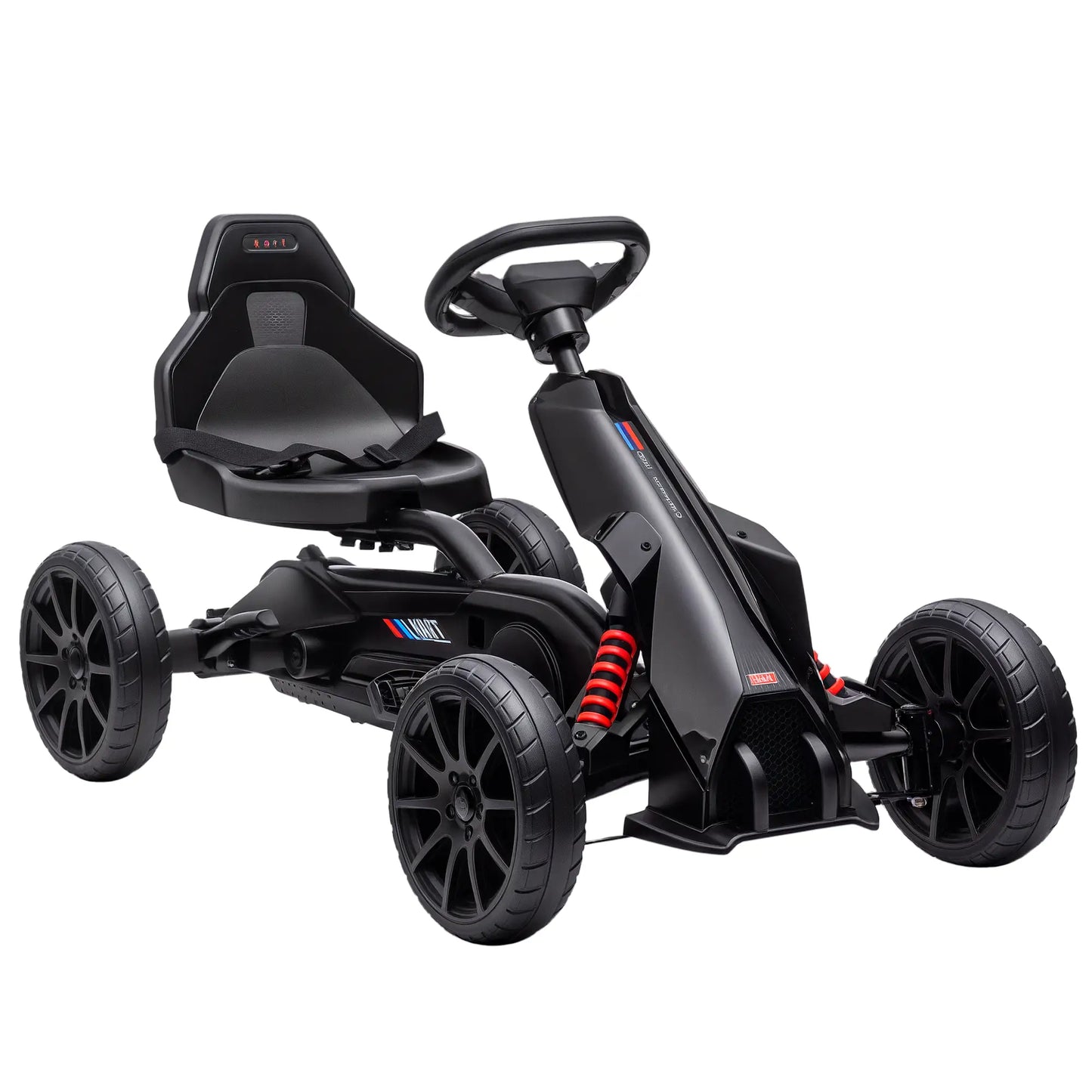 Kids Pedal Go Kart, with Adjustable Seat, EVA Wheels, Seat, Handbrake - Black