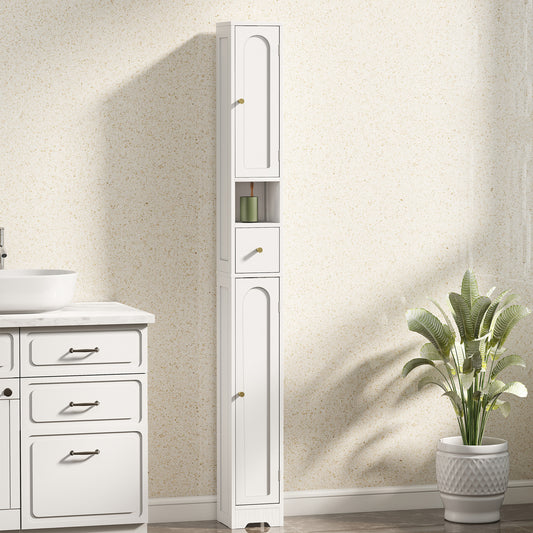 HOMCOM 185 cm Tall Bathroom Cabinet with Arched Doors - White