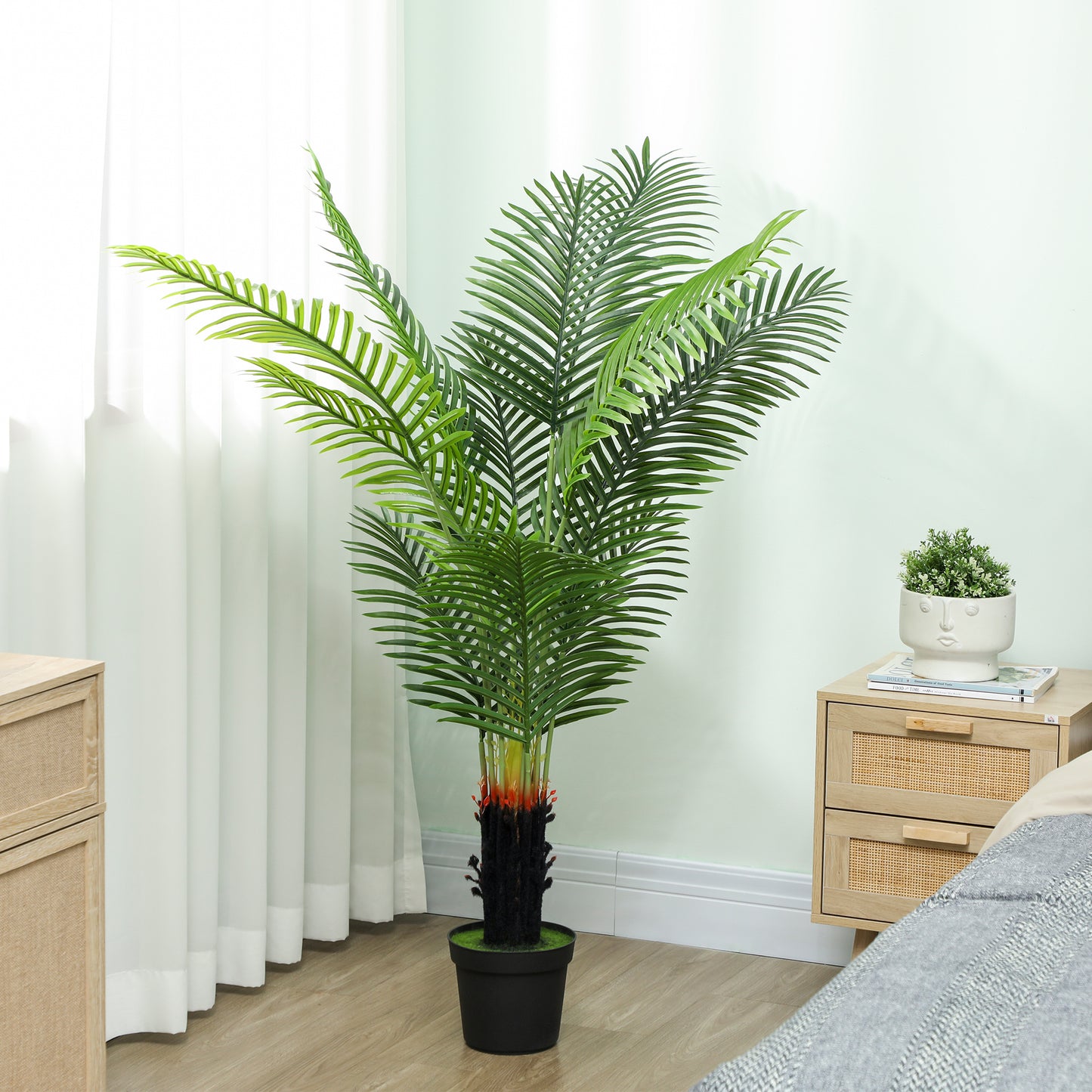 HOMCOM 150cm Artificial Areca Palm Tree with 12 PE Leaves, Decorative Artificial Plant with Plastic Pot and Flocked Soil, Fake Plant for Home Office Decor, Green