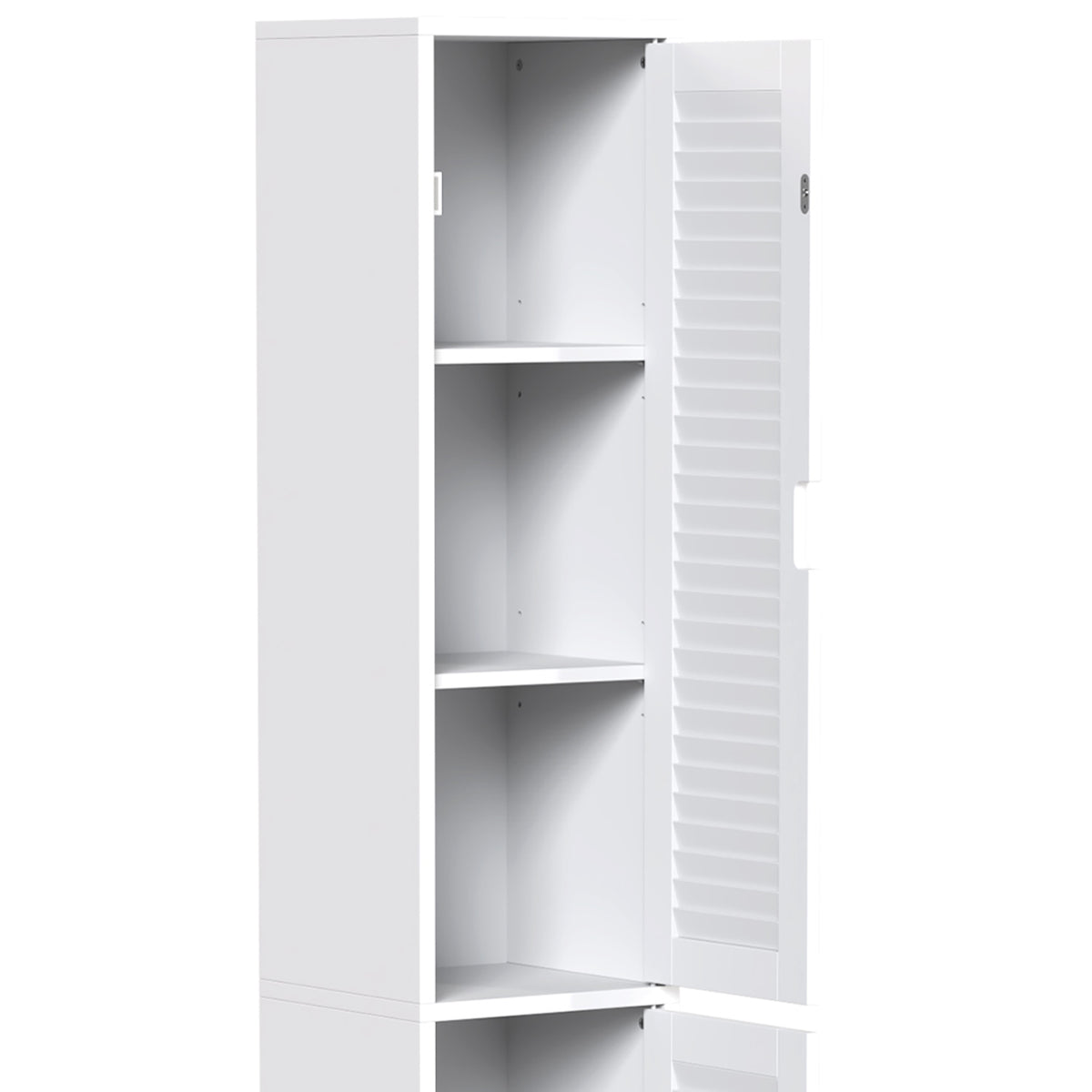HOMCOM 170cm Tall Bathroom Storage Cabinet, Freestanding Bathroom Cabinet with Louvered Doors, Adjustable Shelf, White