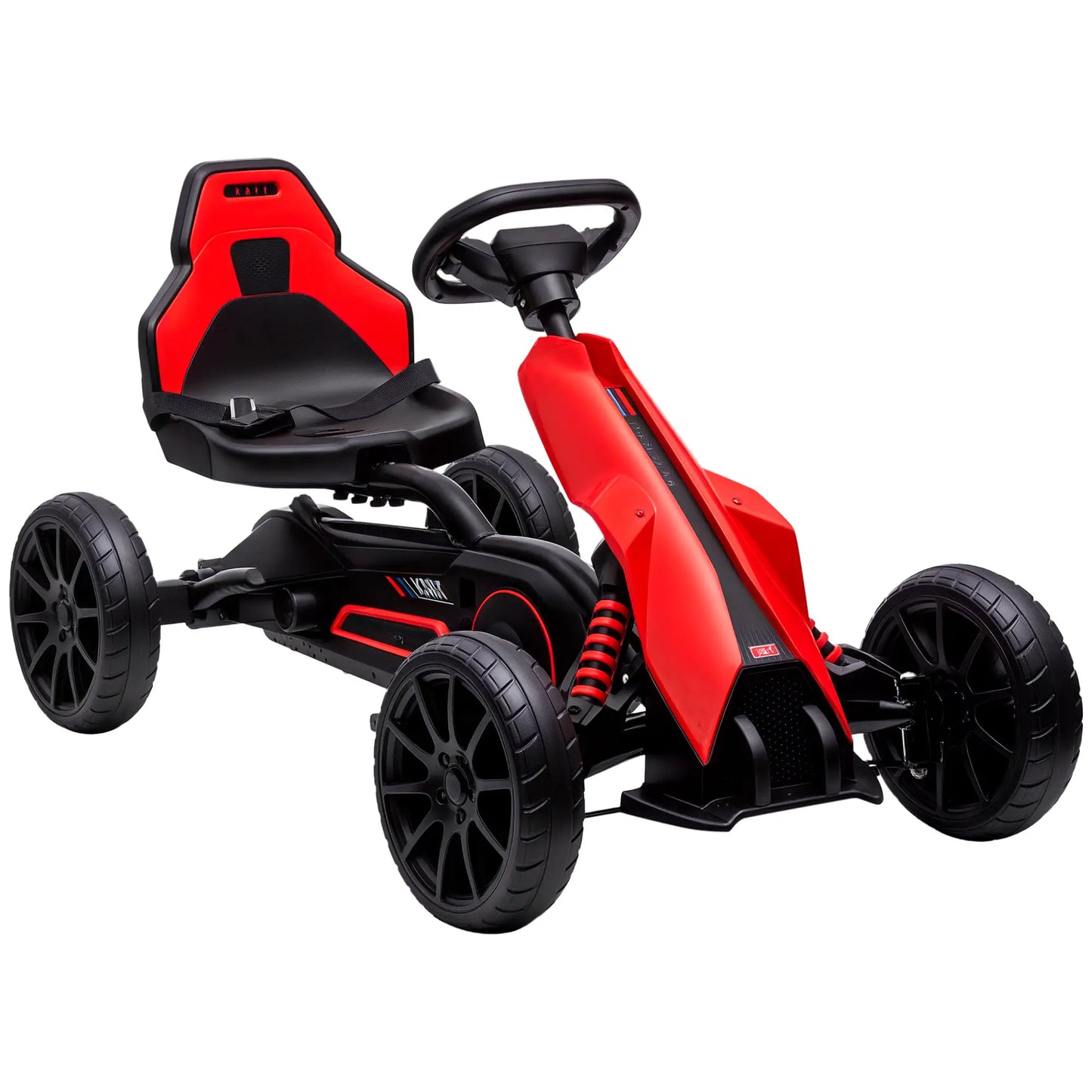 Kids Pedal Go Kart, with Adjustable Seat, EVA Wheels, Seat, Handbrake - Red
