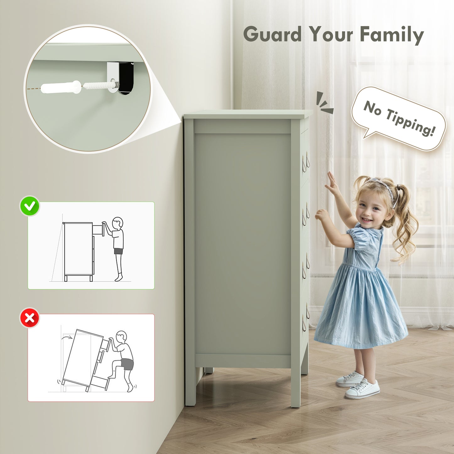 HOMCOM Bedroom Chest of Drawers, Modern 4 Drawer Dresser Cabinet with PU Leather Handles and Metal Runners for Living Room, Hallway, Entryway, 60 x 40 x 98 cm, Green