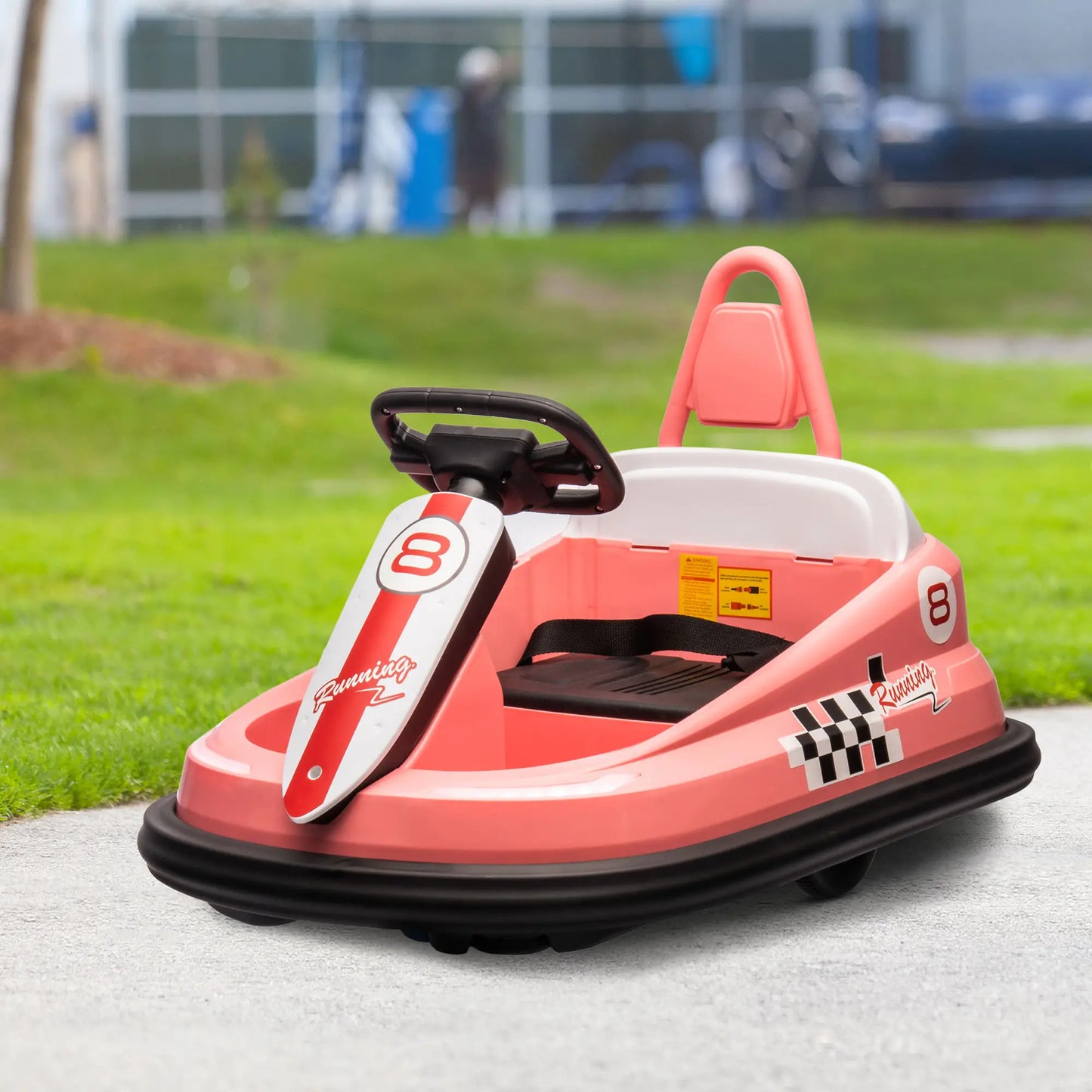 6V Electric Kids Dodgem Bumper Car, 6V Spin Waltz Car, with Music, Horn, Lights - Pink