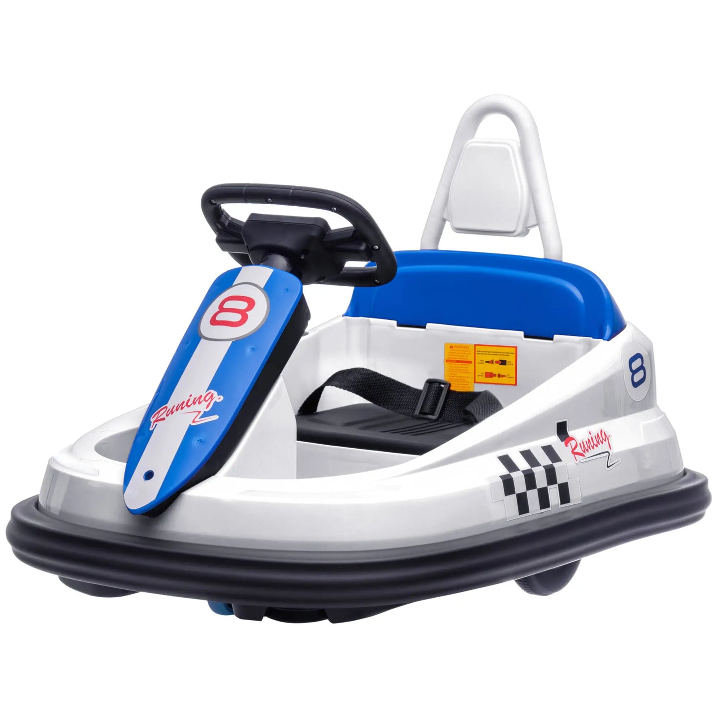 6V Electric Kids Dodgem Bumper Car, 6V Spin Waltz Car, with Music, Horn, Lights - White
