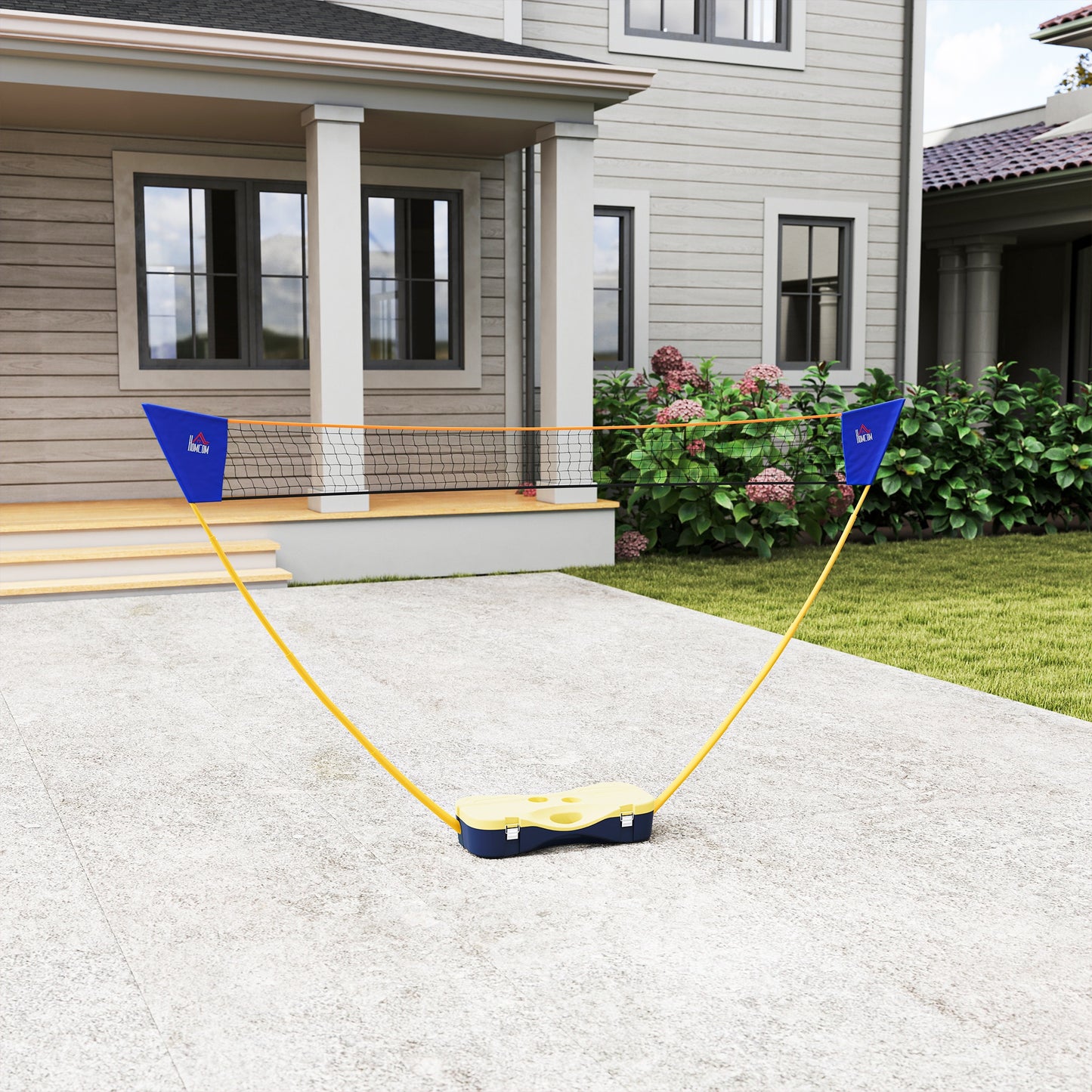 HOMCOM 2.8m Portable Folding Badminton Net Set with 4 Badminton Rackets and 2 Nylon Shuttlecocks, for Adults Kids Indoor Outdoor Exercise Training