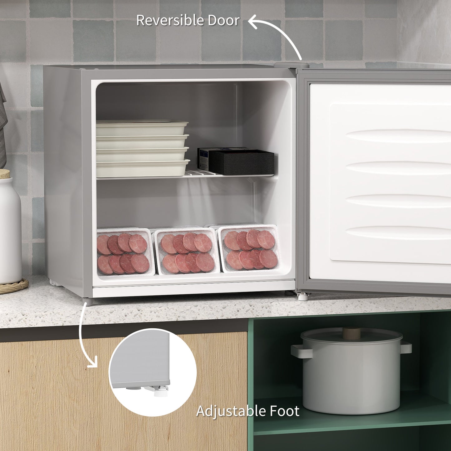 HOMCOM 35L Mini Freezer, -24 to -14 Temperature - Grey