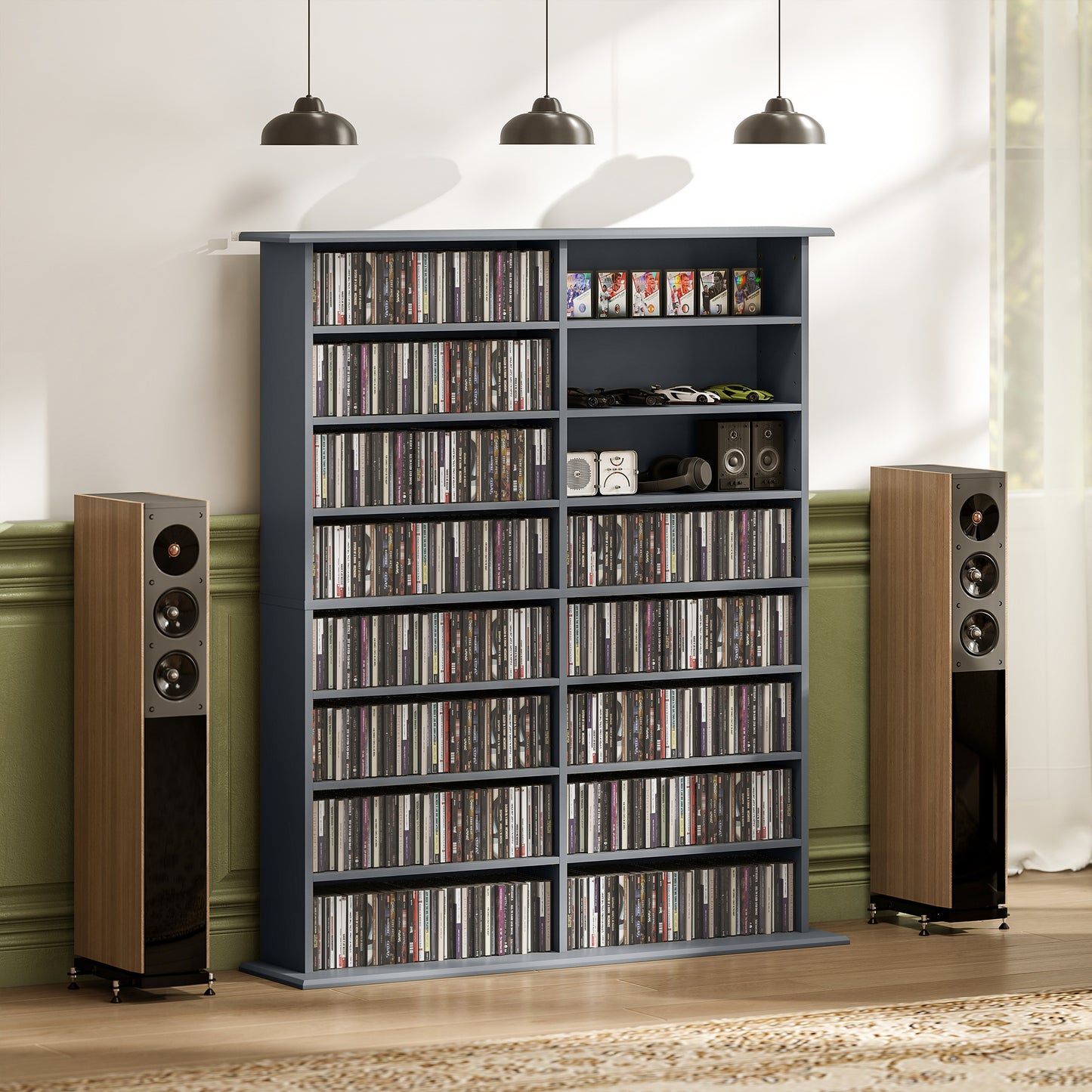 HOMCOM 16-Compartment Media Shelf - Grey