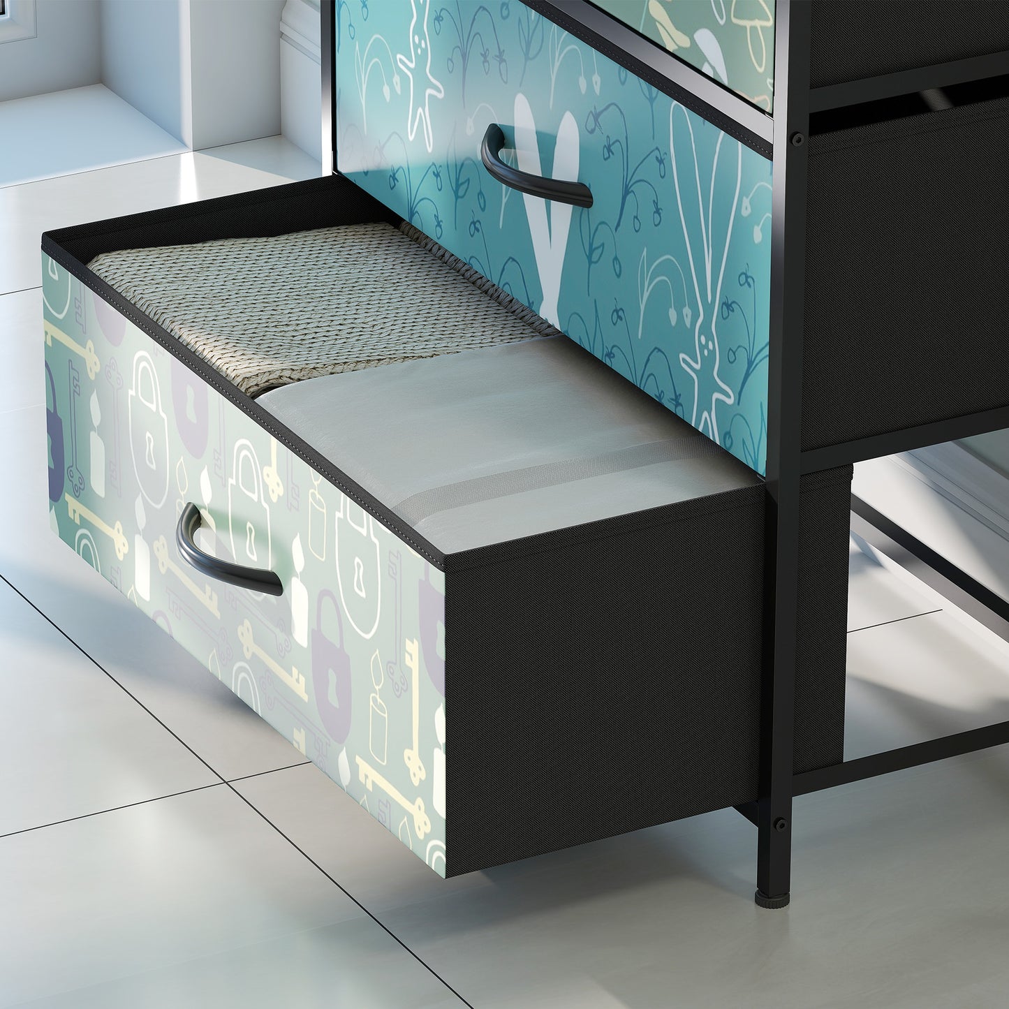 HOMCOM 4-Drawer Chest of Drawers - Blue