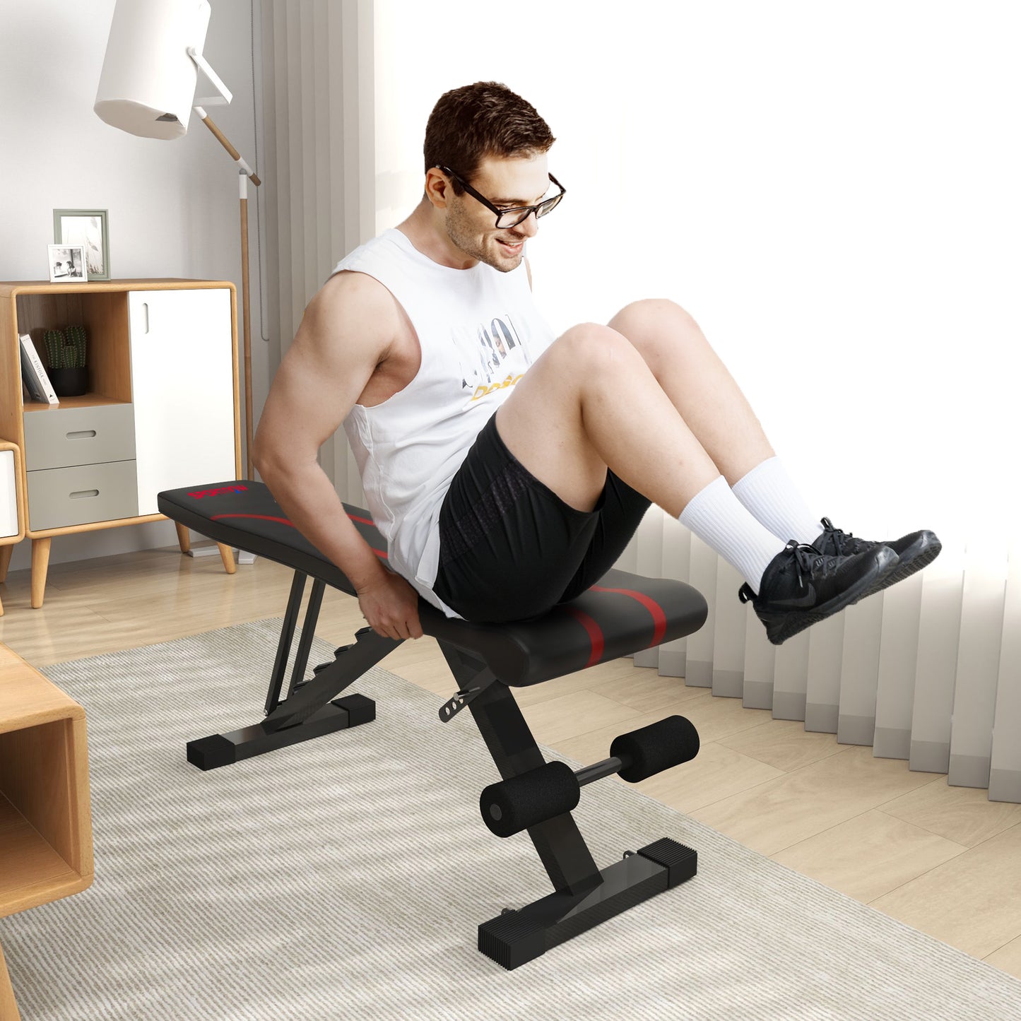 SPORTNOW Foldable Weight Bench, Adjustable Incline Flat Bench Press with 6-Level Backrest, 4-Level Seat, Leg Extension for Home Gym Workout Full Body Strength Training