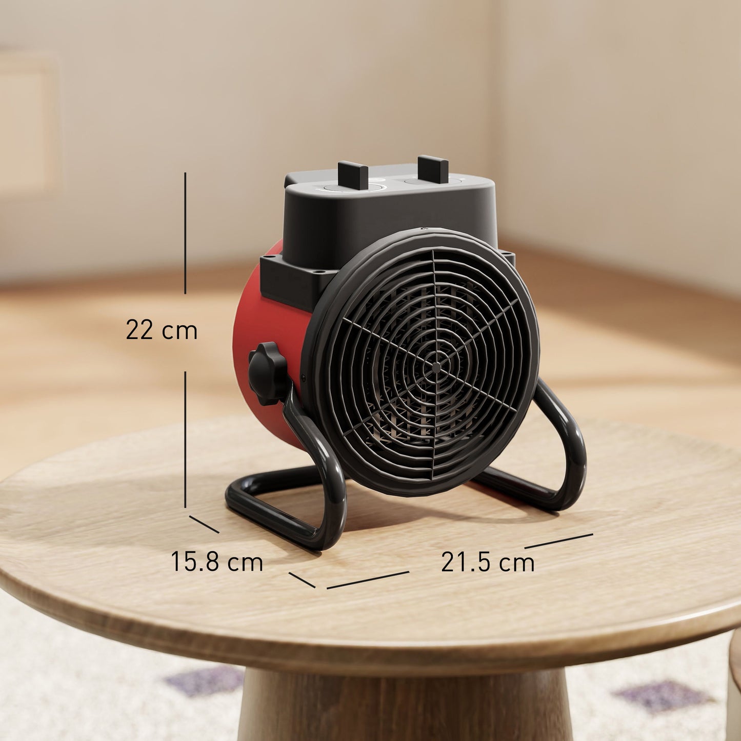 HOMCOM 2000W Portable Ceramic Electric Heater with Fan - Red