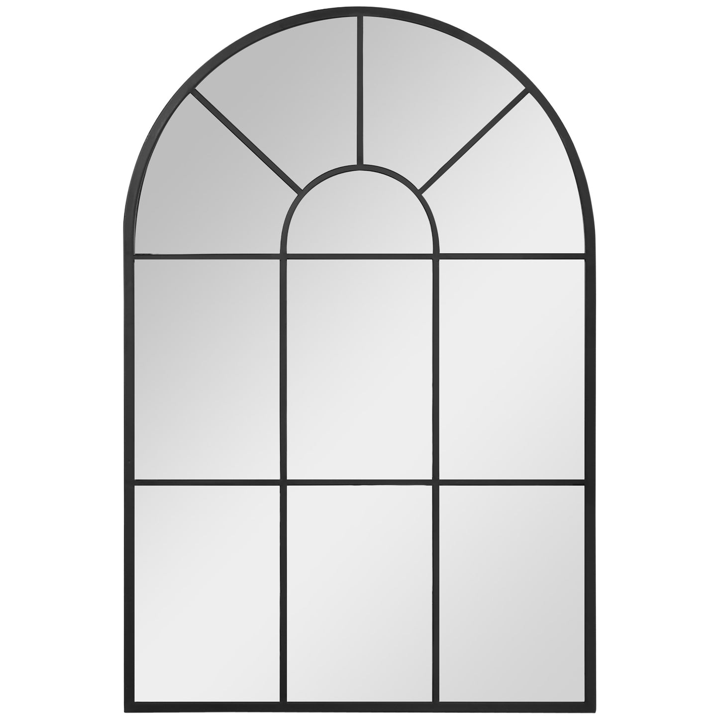 HOMCOM 90 X 61cm Arched Grid Mirror - Black