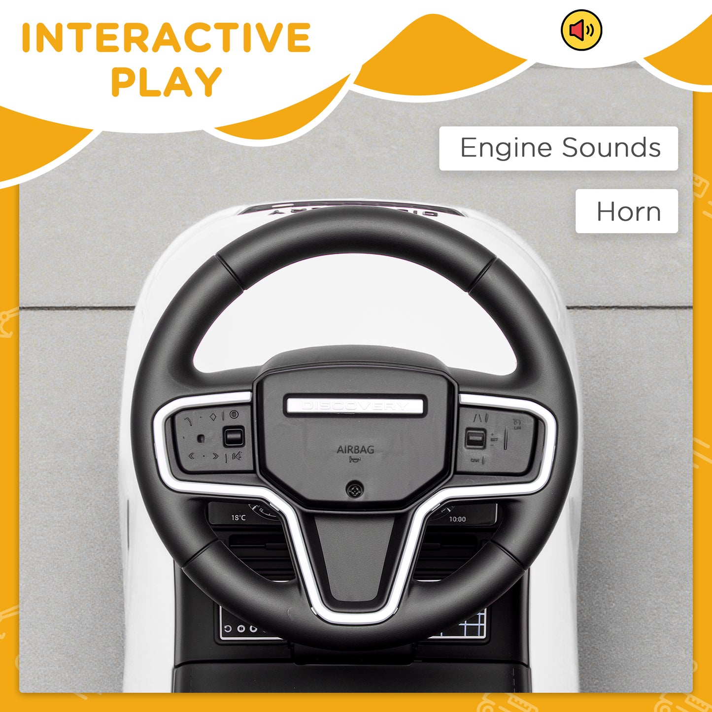 AIYAPLAY Land Rover Licensed Toddler Ride on Car with Horn, Engine Sounds, Under-Seat Storage, for 18-36 Months, White