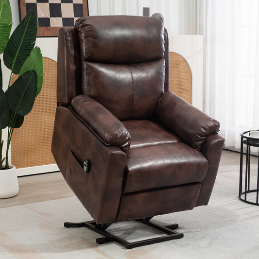 HOMCOM Faux Leather 70° Electric Riser Recliner Chair, Dark Brown