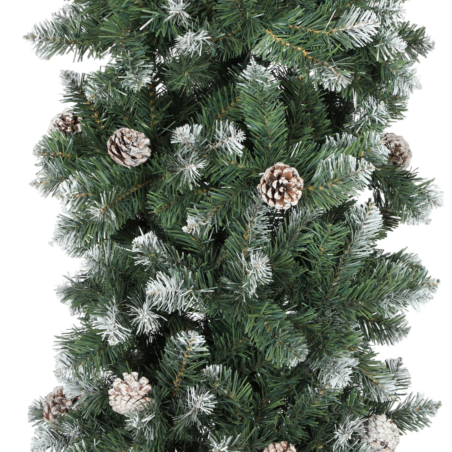 HOMCOM 8.2 ft Snow Frosted Christmas Tree Arch, Christmas Arch Doorway Decor with 2100 Tips and 96 Pinecones, Artificial Xmas Tree with Metal Stand for Indoor, Green
