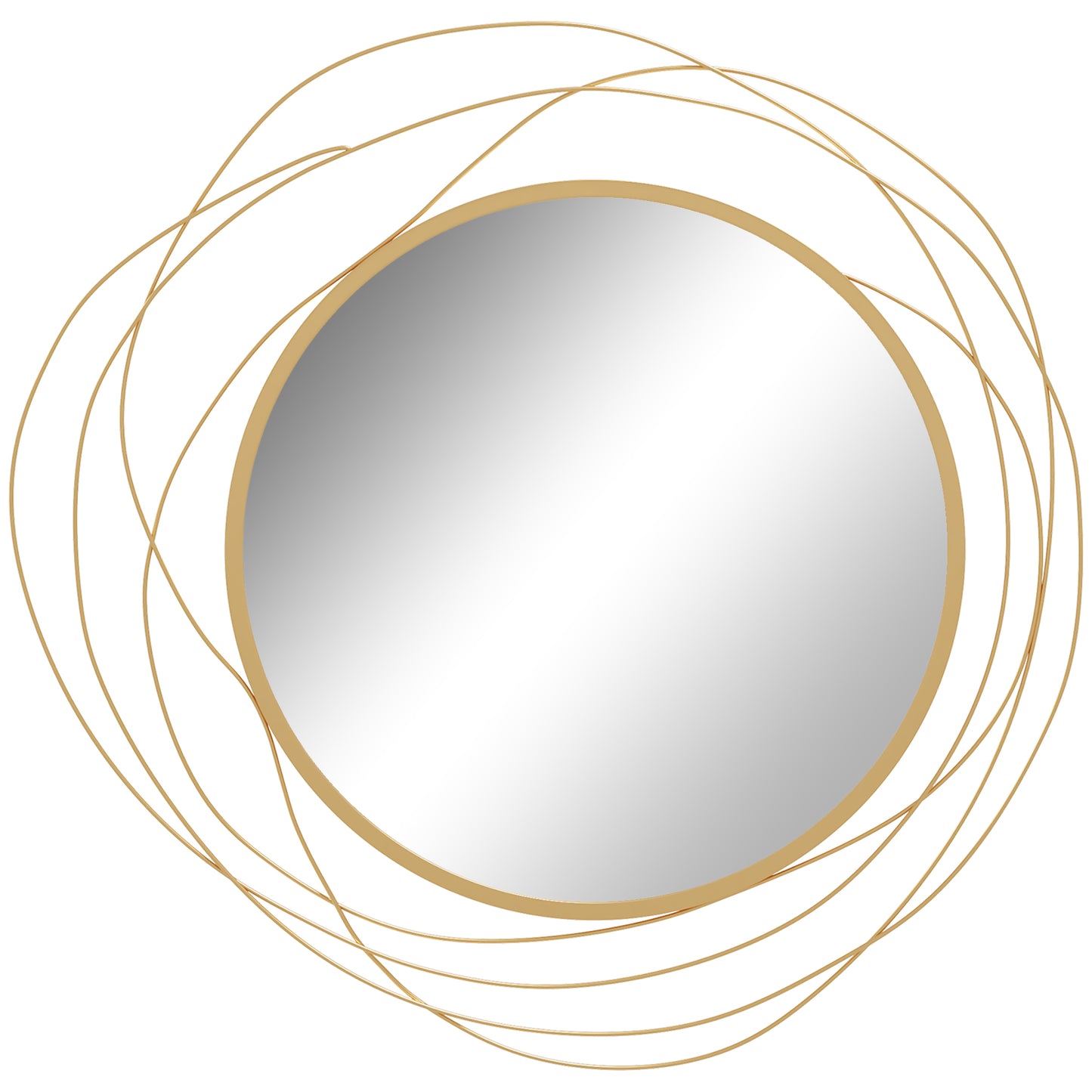 HOMCOM Metal Wall Art 65cm Modern Decorative Mirror Decor for Living Room Bedroom Dining Room, Gold Tone
