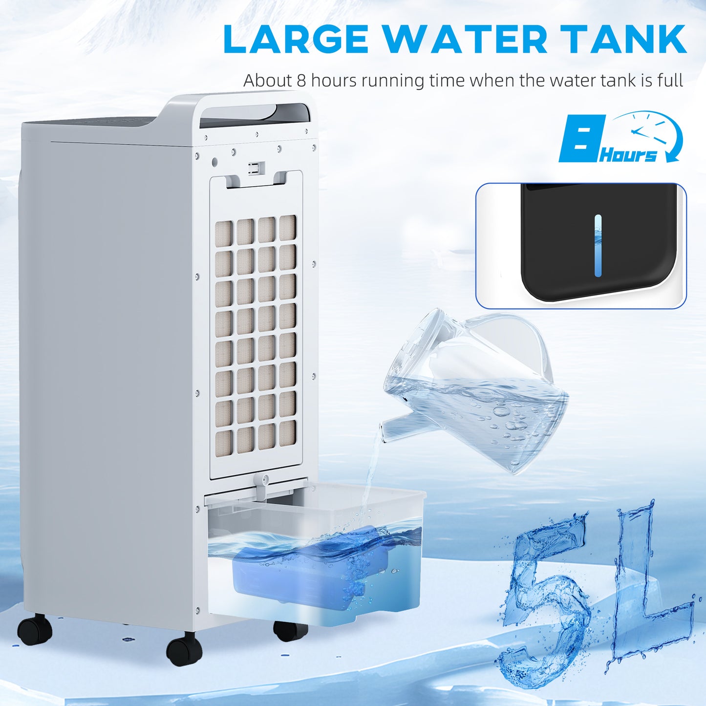 HOMCOM Three-Cool Air Conditioner, with Ice Pack and Remote - White