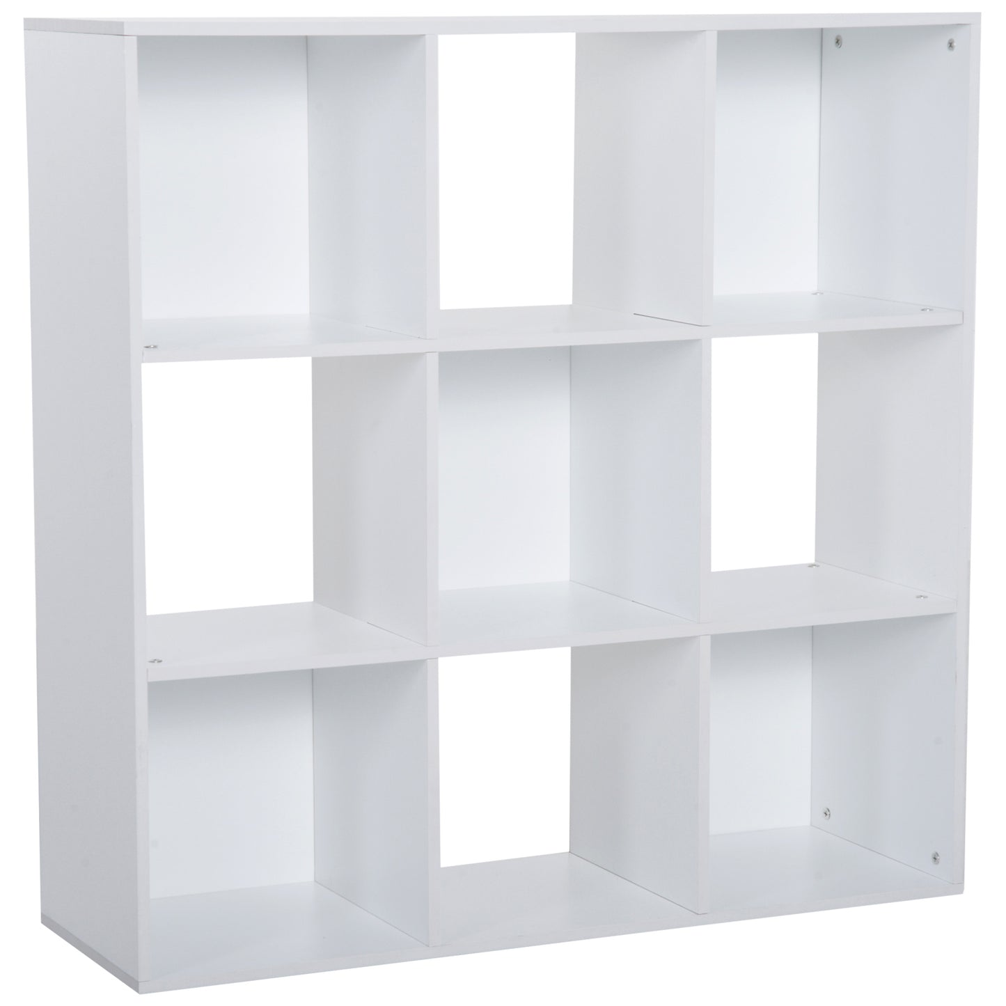 HOMCOM 3-tier 9 Cubes Storage Unit Particle Board Cupboard Bookcase Organiser Home Office Shelves, White