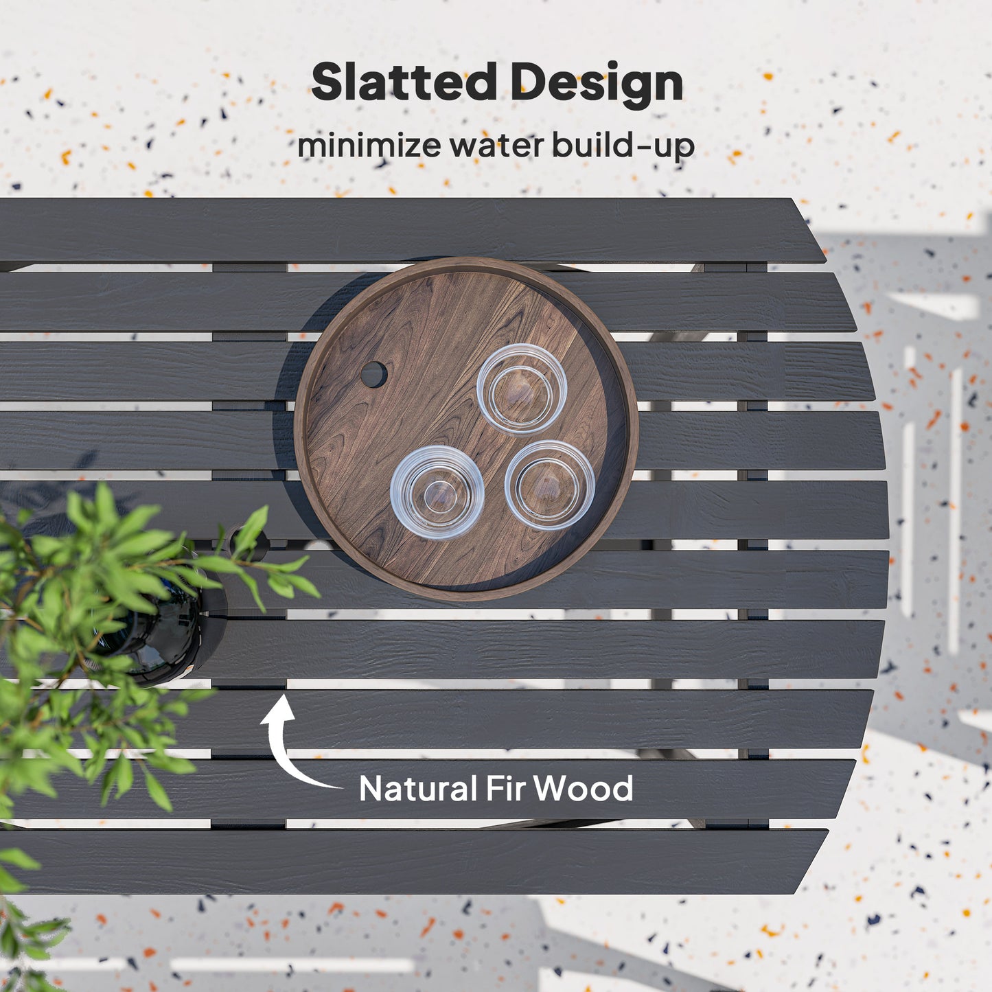 Outsunny 5 Piece Wooden Garden Dining Set for 6, Outdoor Conversation Set with 2 Armchairs, 2 Loveseats and Dining Table with Umbrella Hole for Patio, Balcony, Grey