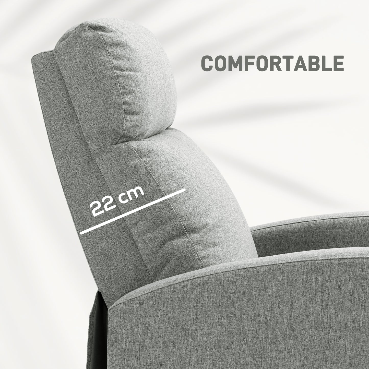 HOMCOM Push Back Recliner Armchair, with Footrest - Grey