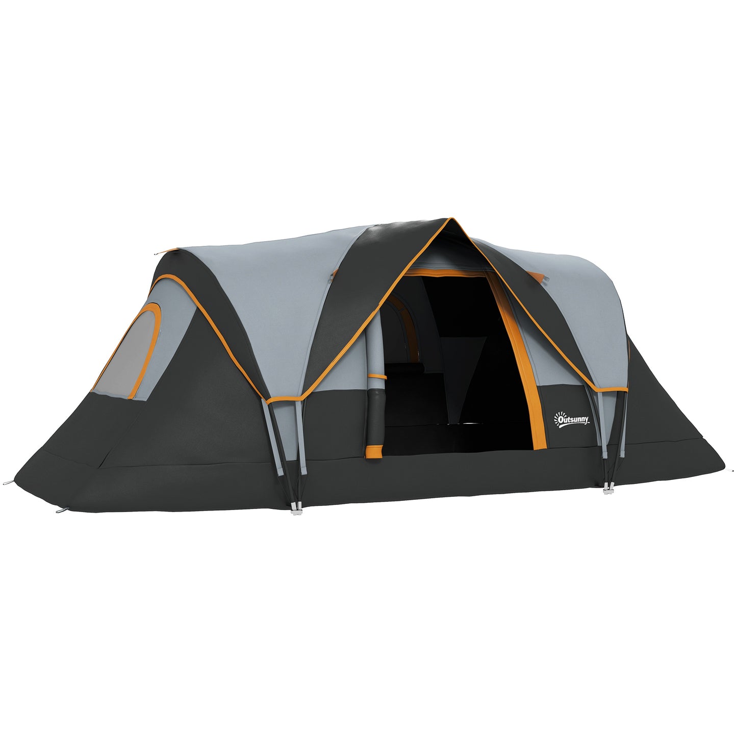 Outsunny 5 Man Camping Tent, Large Tunnel Tent, Water Resistant Hiking Shelter with Groundsheet and Carry Bag, Black