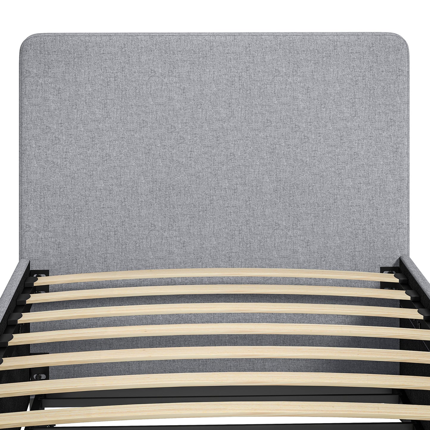HOMCOM 3ft Single Bed Frame with Trundle, Upholstered Pull Out Trundle Bed with Headboard and Footboard, Light Grey