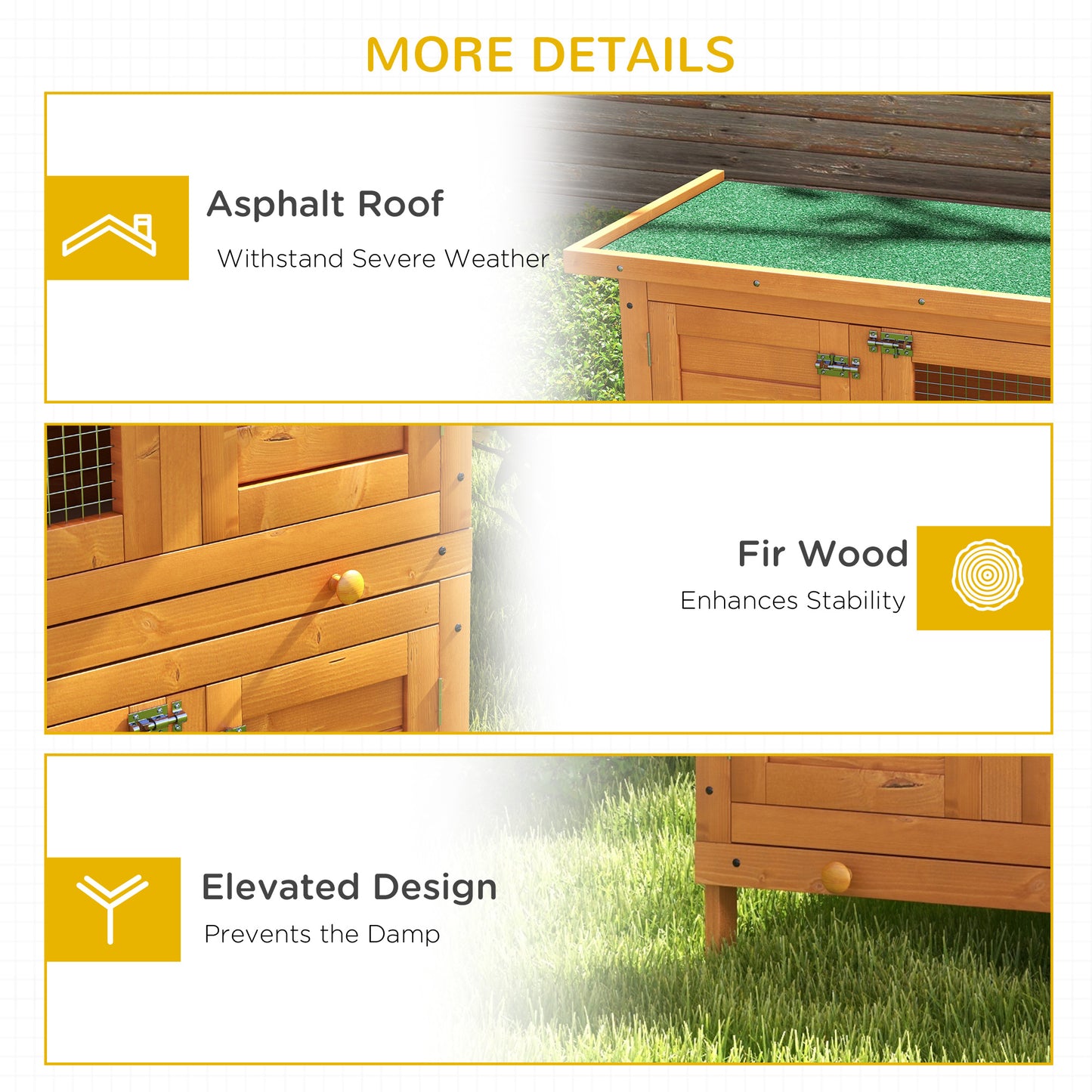 PawHut Double Tier Rabbit Hutch Large 2-Tier Wooden Hutch for Rabbits & Guinea Pigs, Pet Lovers Choice, Natural