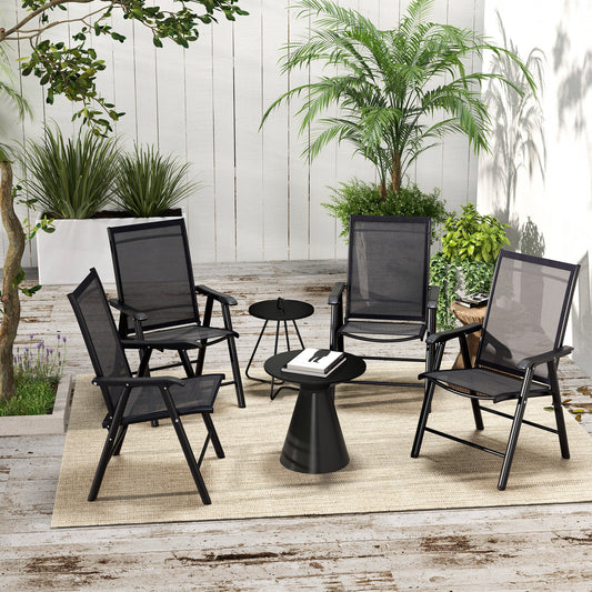 Outsunny Set of Four Folding Garden Chairs - Black
