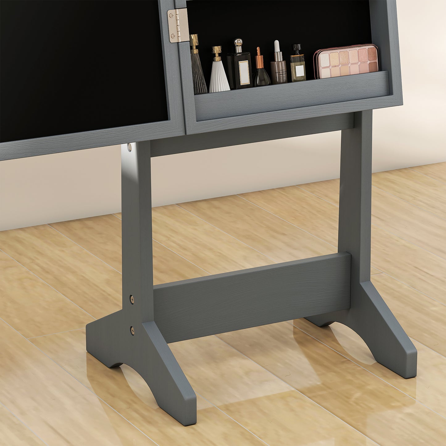 HOMCOM Freestanding Mirrored Jewellery Storage Cabinet - Grey