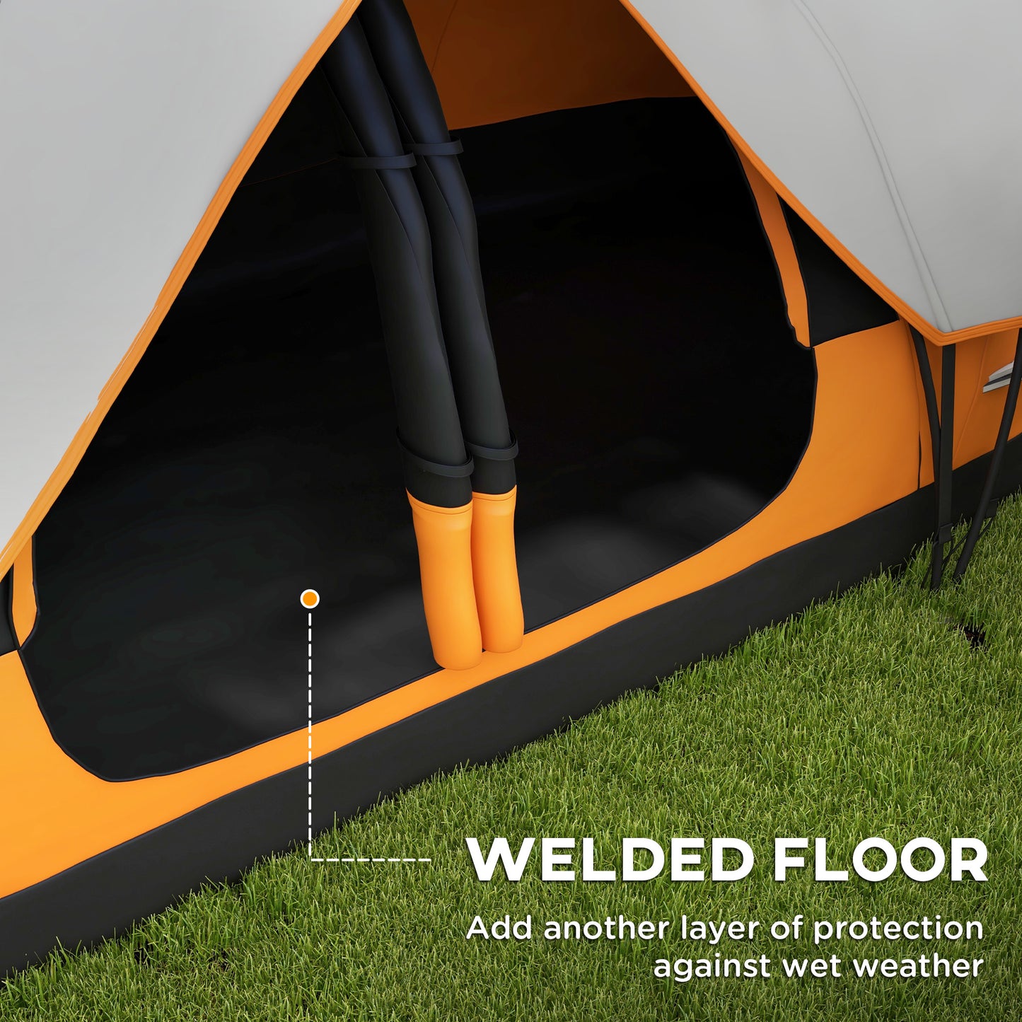 Outsunny 2 Bedroom Tent Six-man Seates Family Camping for Outdoor Adventure, Orange